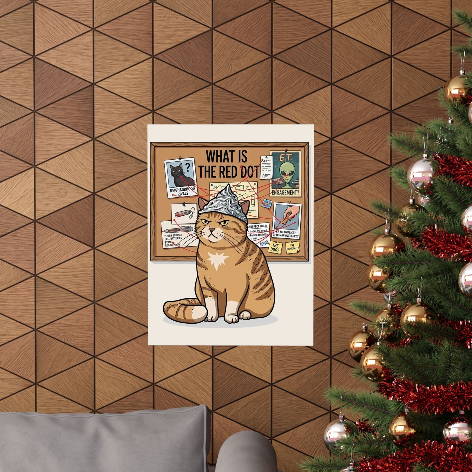Funny Cat Conspiracy Poster "What Is The Red Dot?" Laser Pointer Humor