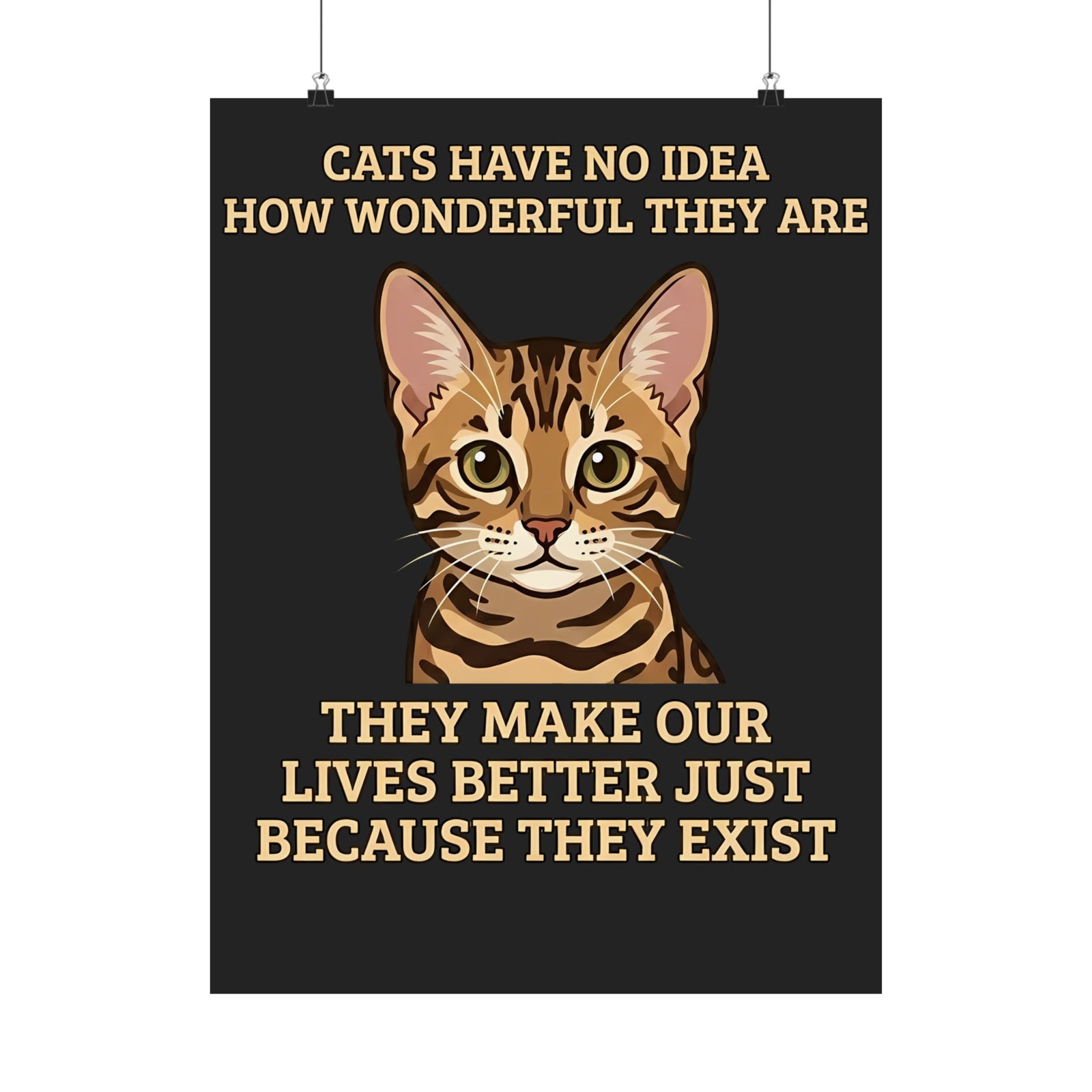 Whimsical "Cats Have No Idea How Wonderful They Are" Cat Poster