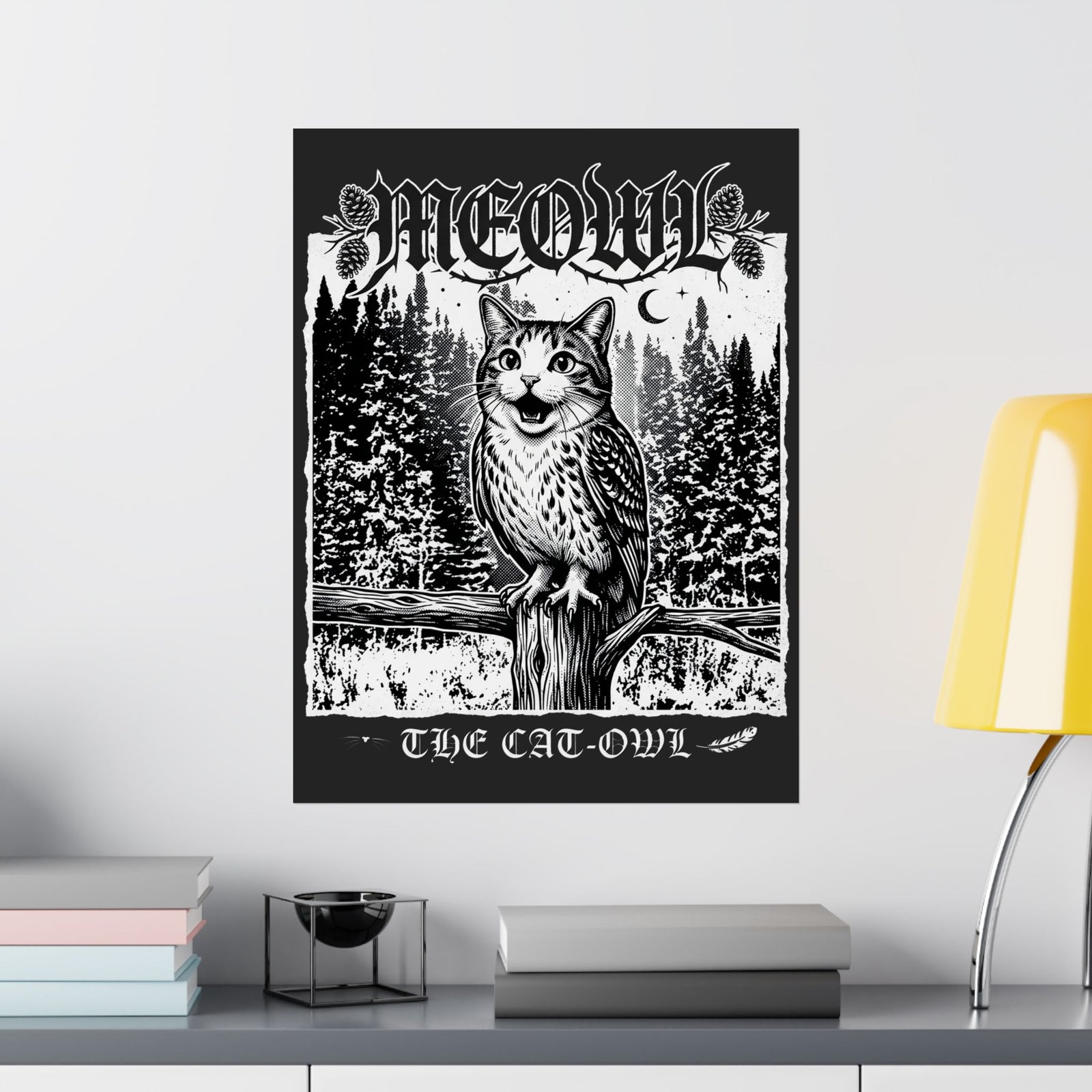 Funny "Meowl the Cat Owl" T‑Poster