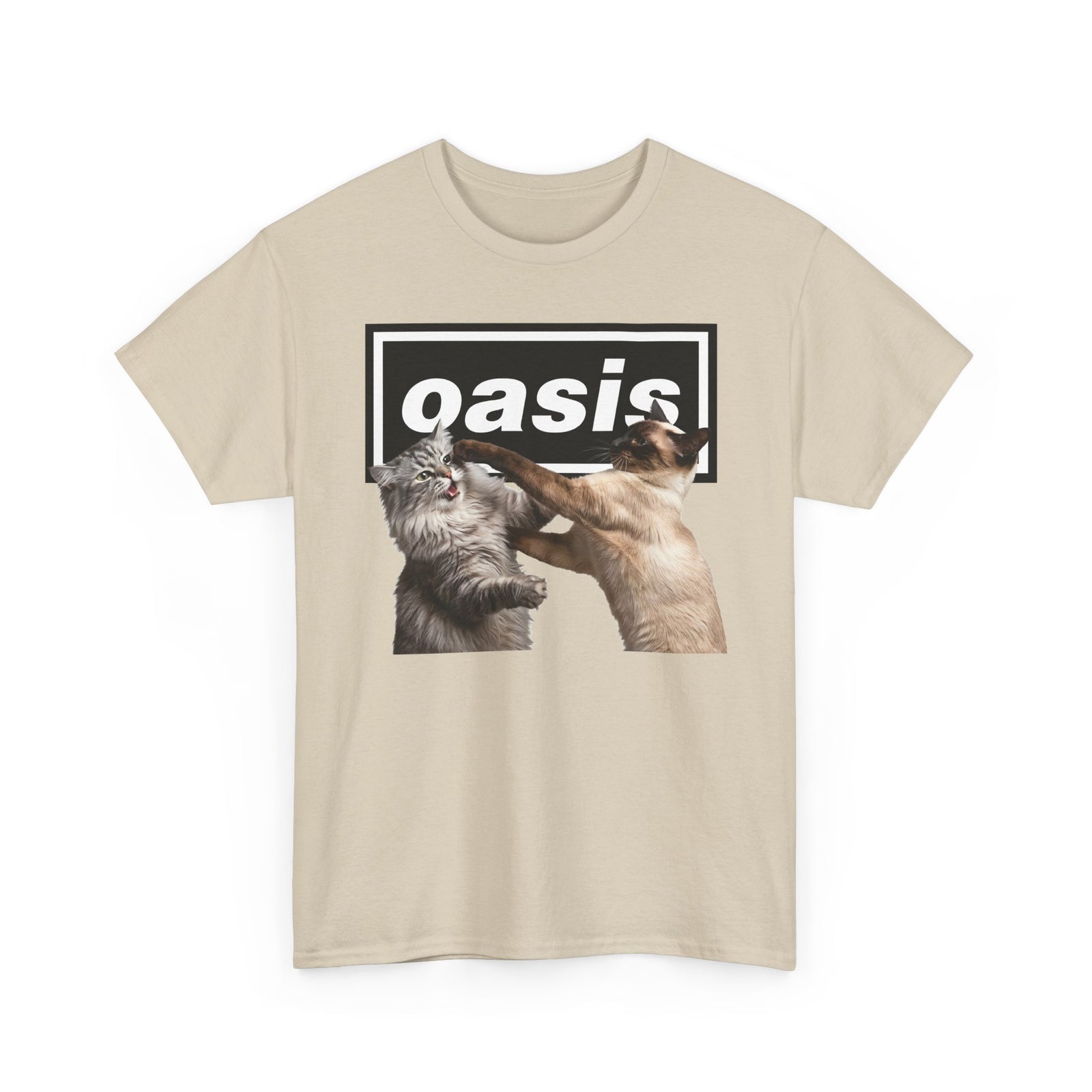 Oasis Cat Fight T-Shirt — Desert Cat Battle Graphic Tee