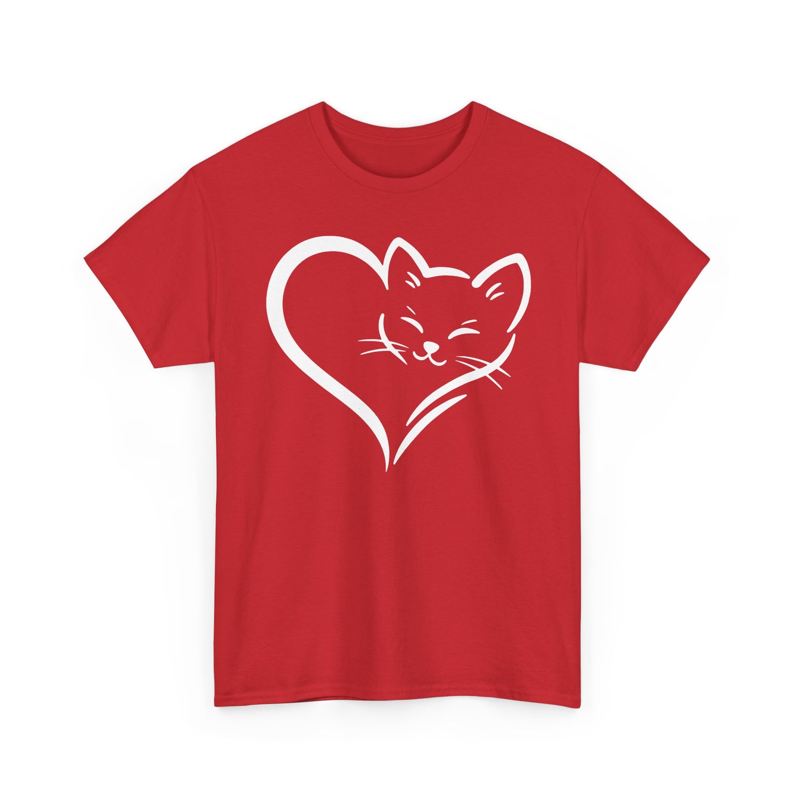 Cute Cat Heart T-Shirt - Cat Lover Gift - Adorable Cat Silhouette Tee