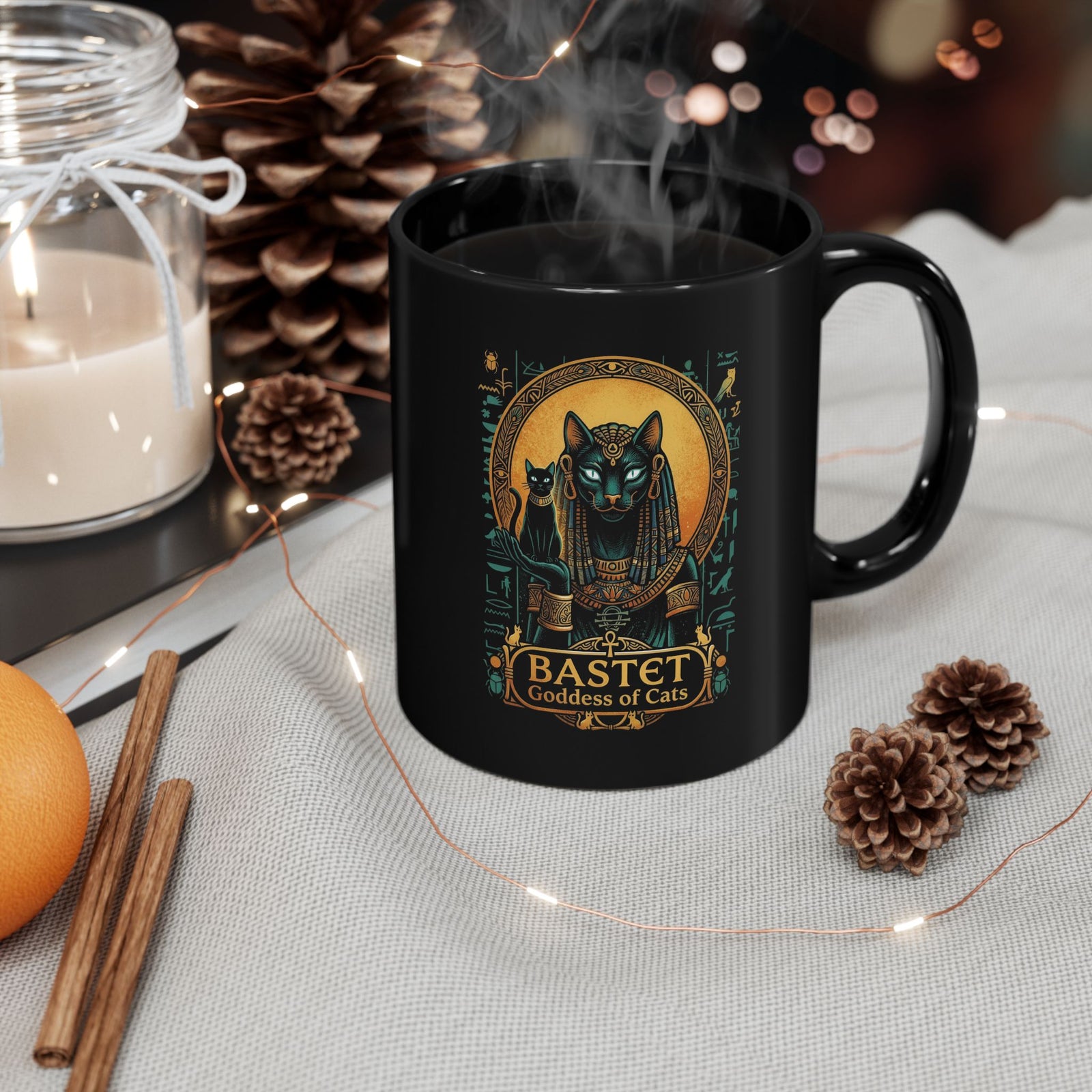 Bastet Goddess of Cats Black Mug