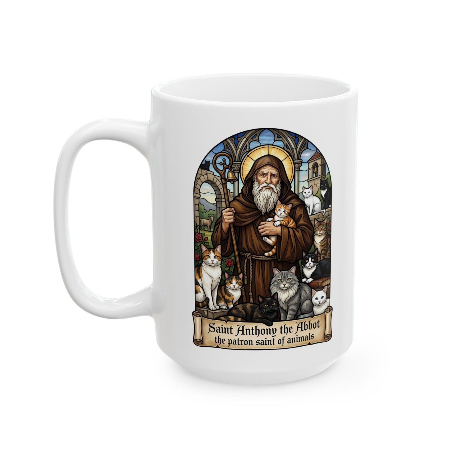 Saint Anthony the Abbot Cat Ceramic Mug Patron Saint of Animals Mug