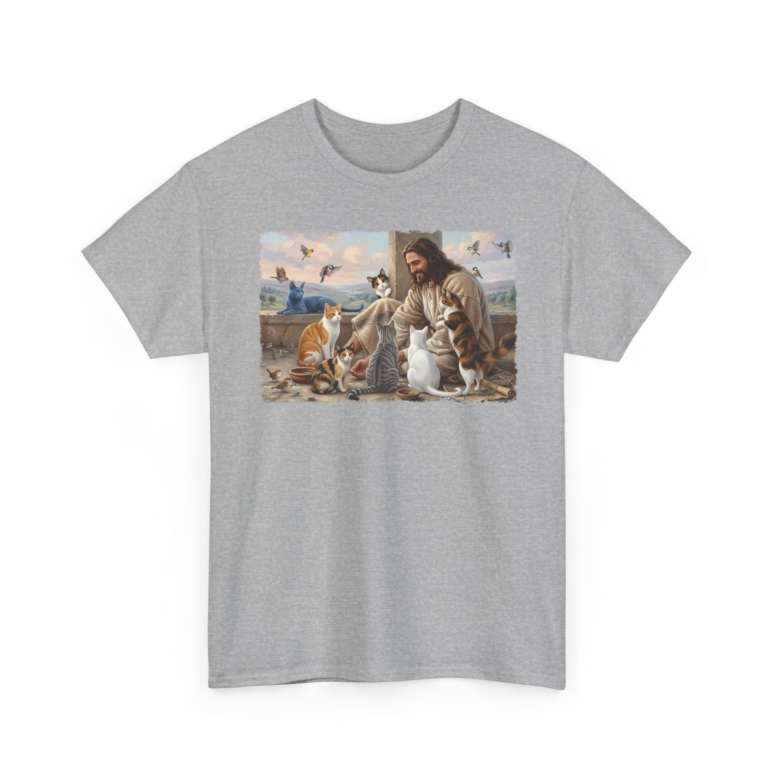 Jesus Surrounded by Cats T-Shirt — Religious Cat Lover Tee