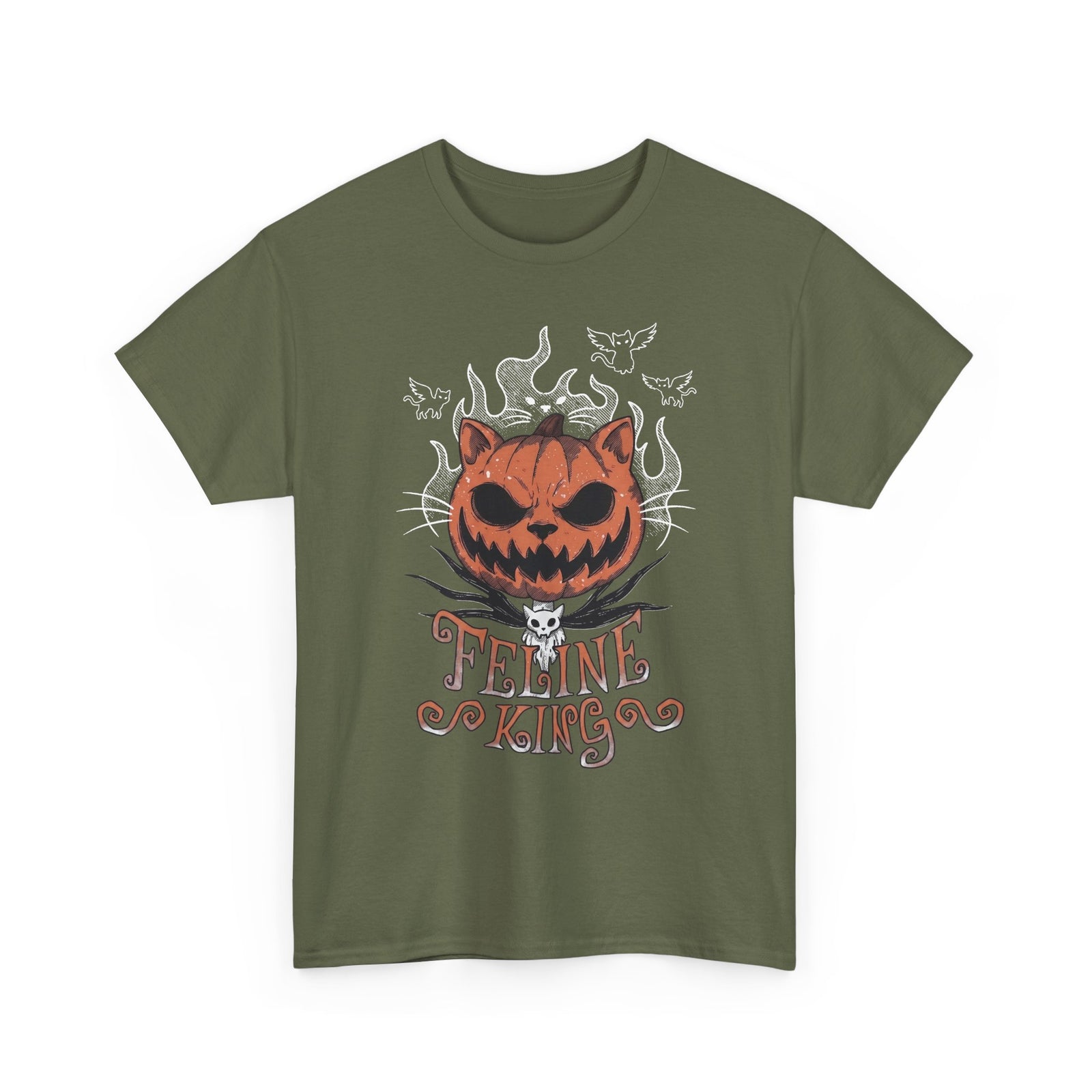 Feline King Halloween Cat Graphic — Spooky Pumpkin King Parody Art