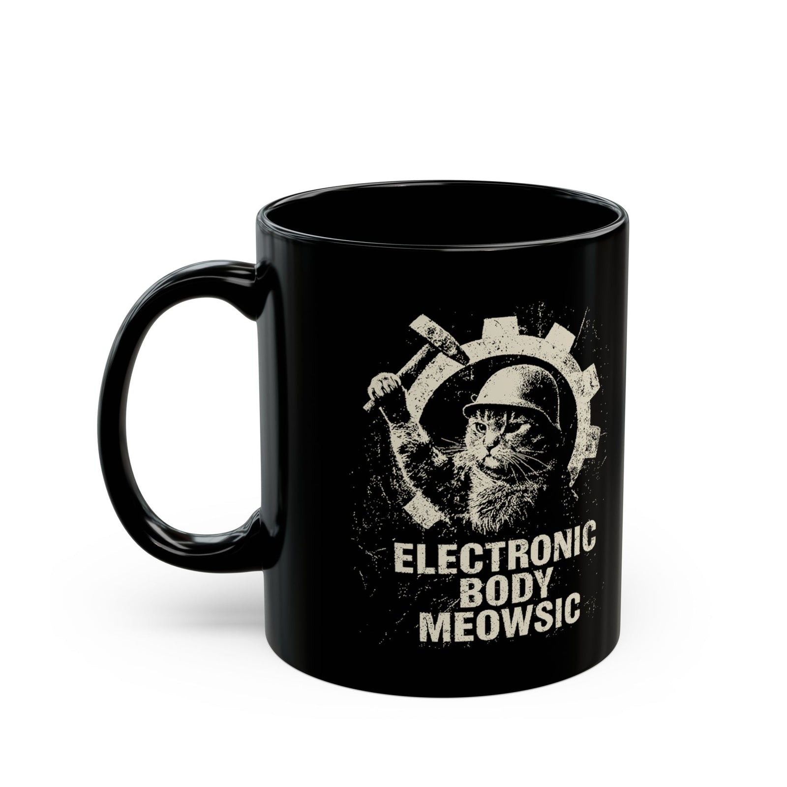 Electronic Body Meowsic Cat Black Mug