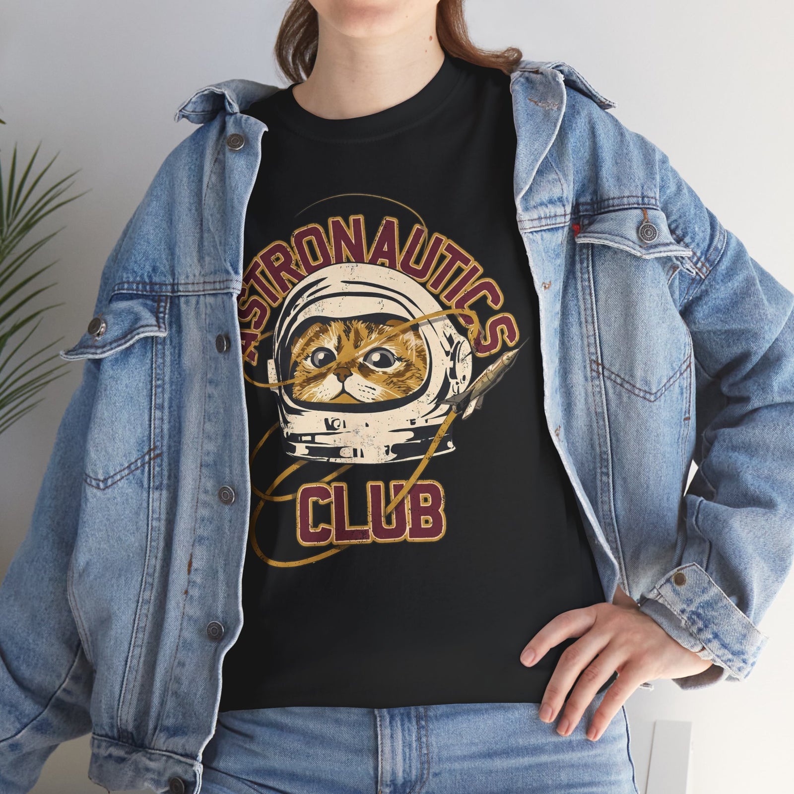 Astronautics Club T-Shirt — Retro Space Cat Astronaut Graphic Tee