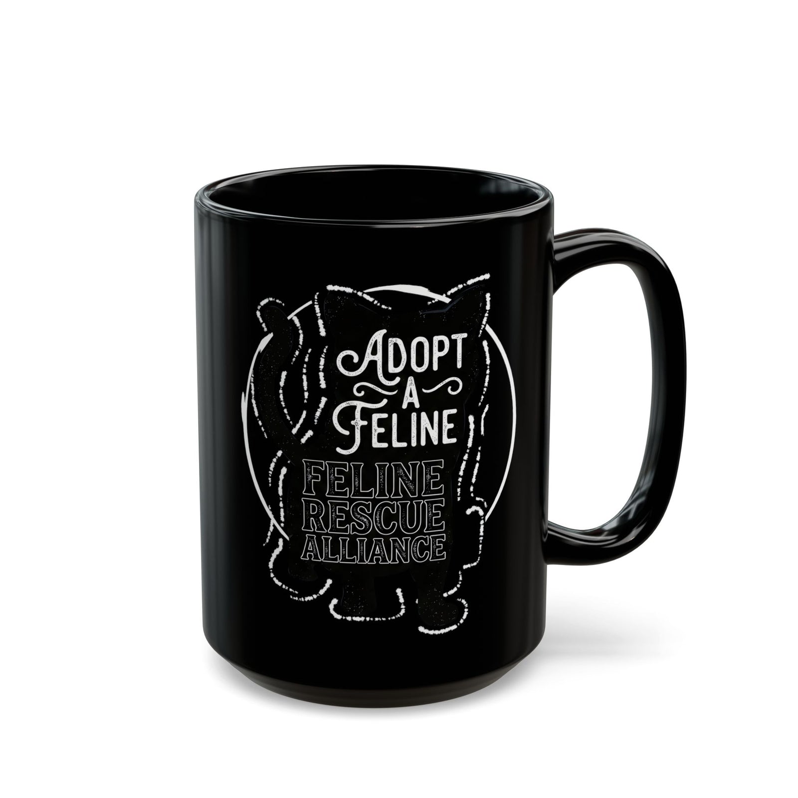 Adopt a Feline Black Mug – Feline Rescue Alliance Cat Mug, Cat Lover Graphic Mug