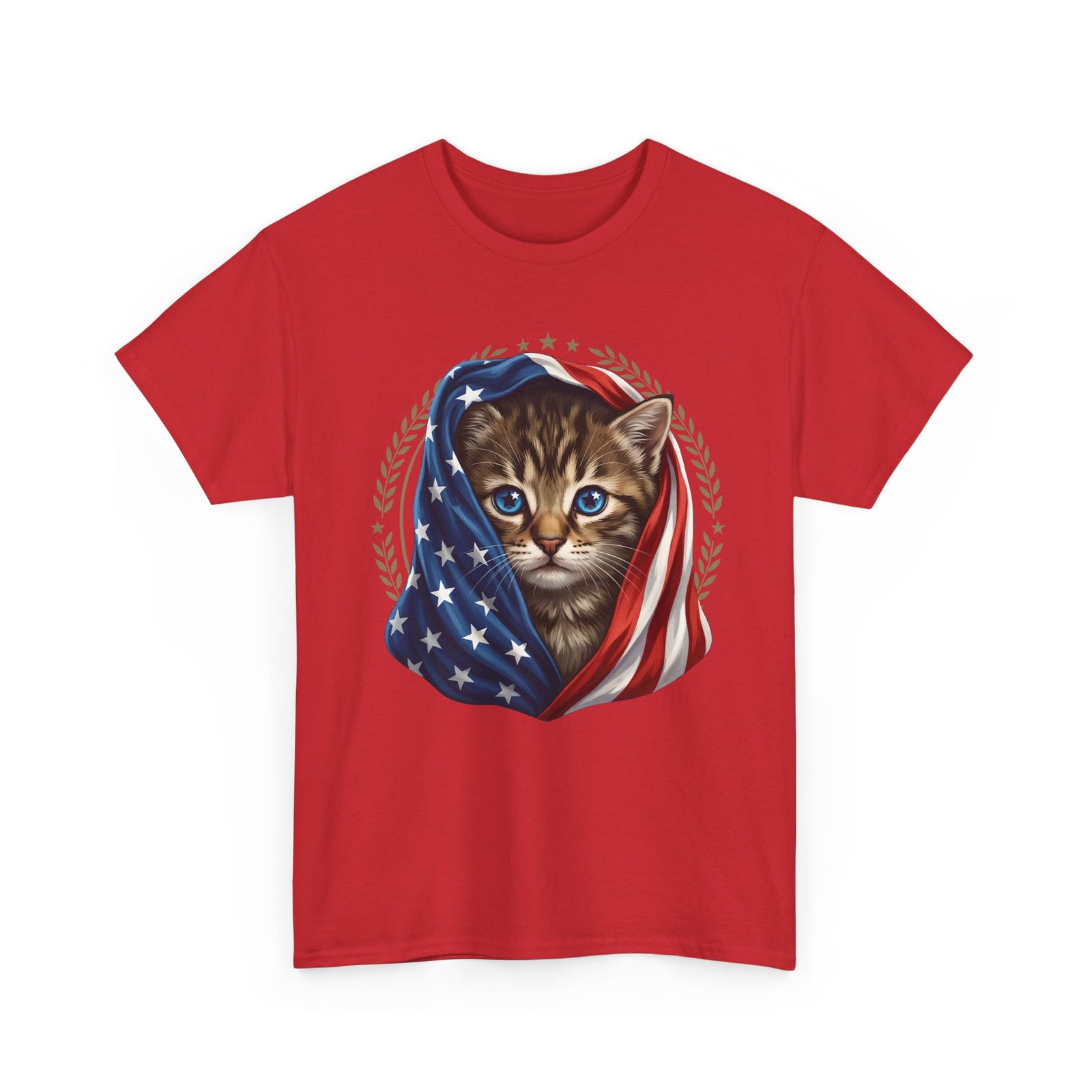 Patriotic American Flag Cat T-Shirt Cute Kitten USA Pride