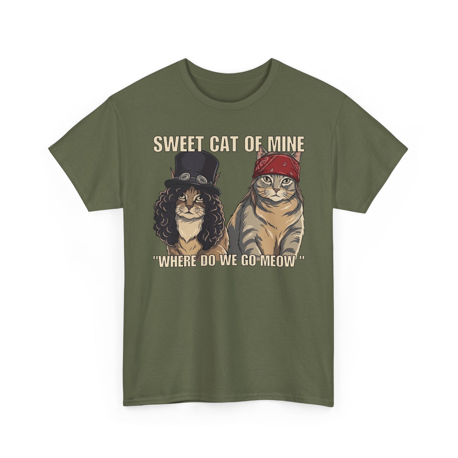 Sweet Cat of Mine Tee — "Where Do We Go Meow" Cat Graphic T-Shirt