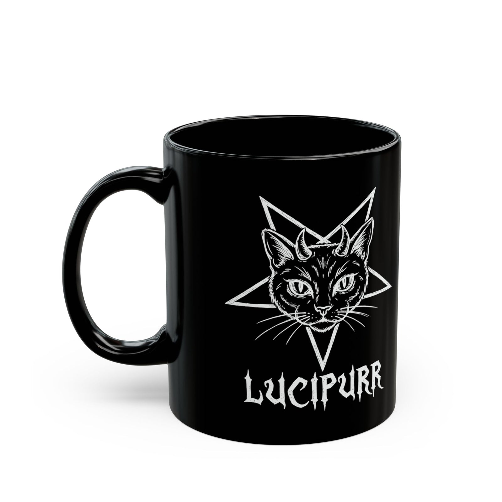 Lucipurr Lucifer Cat Black Mug — Gothic Cat Mug