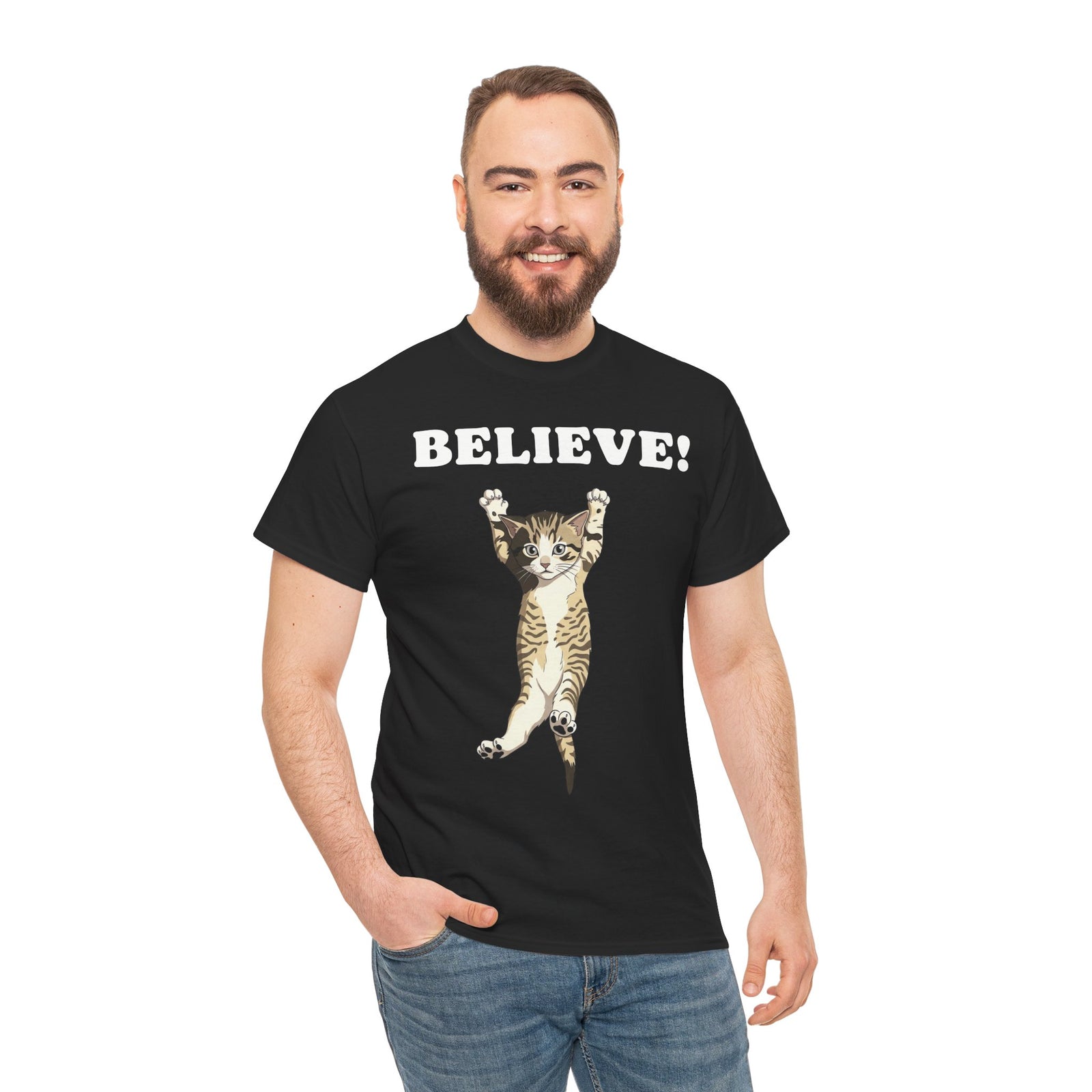 Believe! Cat Tee — Cute Motivational Kitten T-Shirt