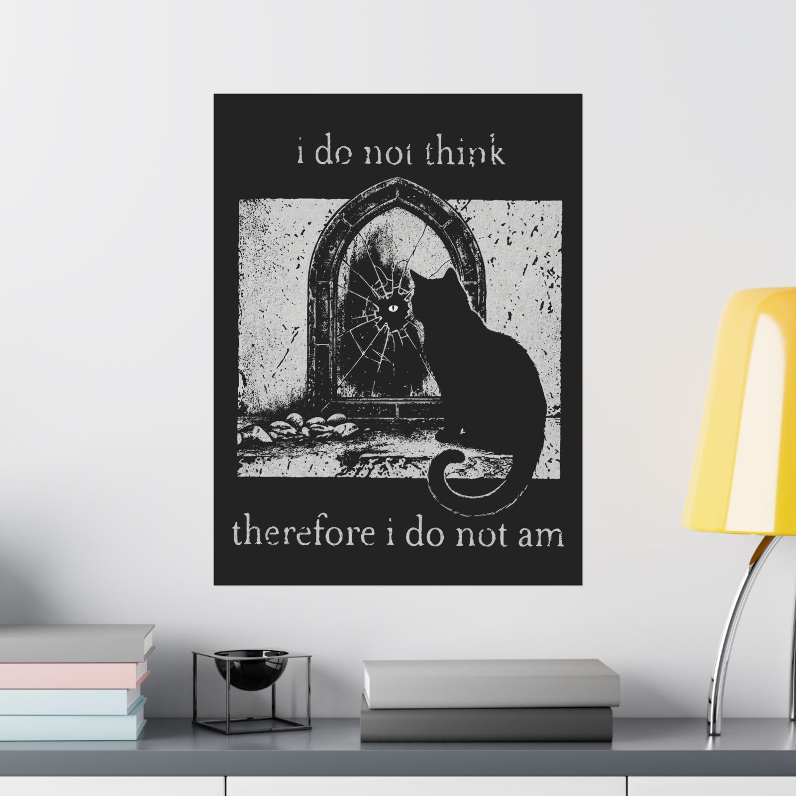 Vintage Black Cat Poster — "I Do Not Think Therefore I Do Not Am"