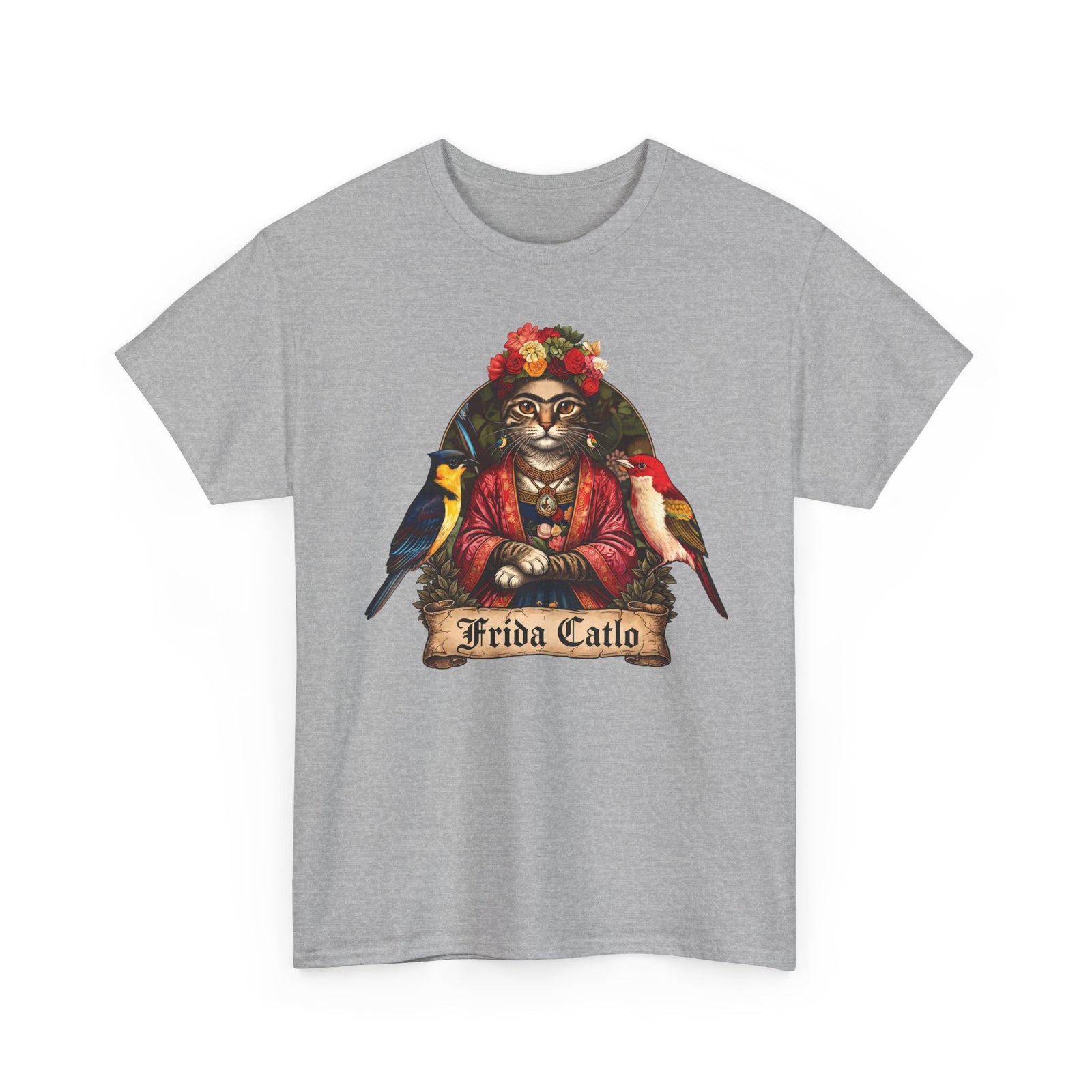 Frida Catlo T-Shirt — Frida Kahlo Cat Art History Parody Tee