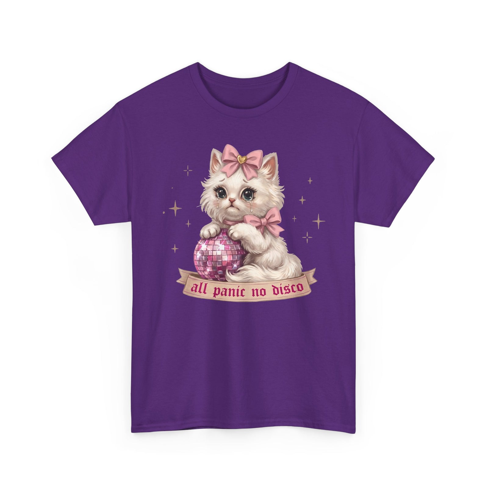 All Panic No Disco T-Shirt — Crying Kitten Pink Disco Ball Tee
