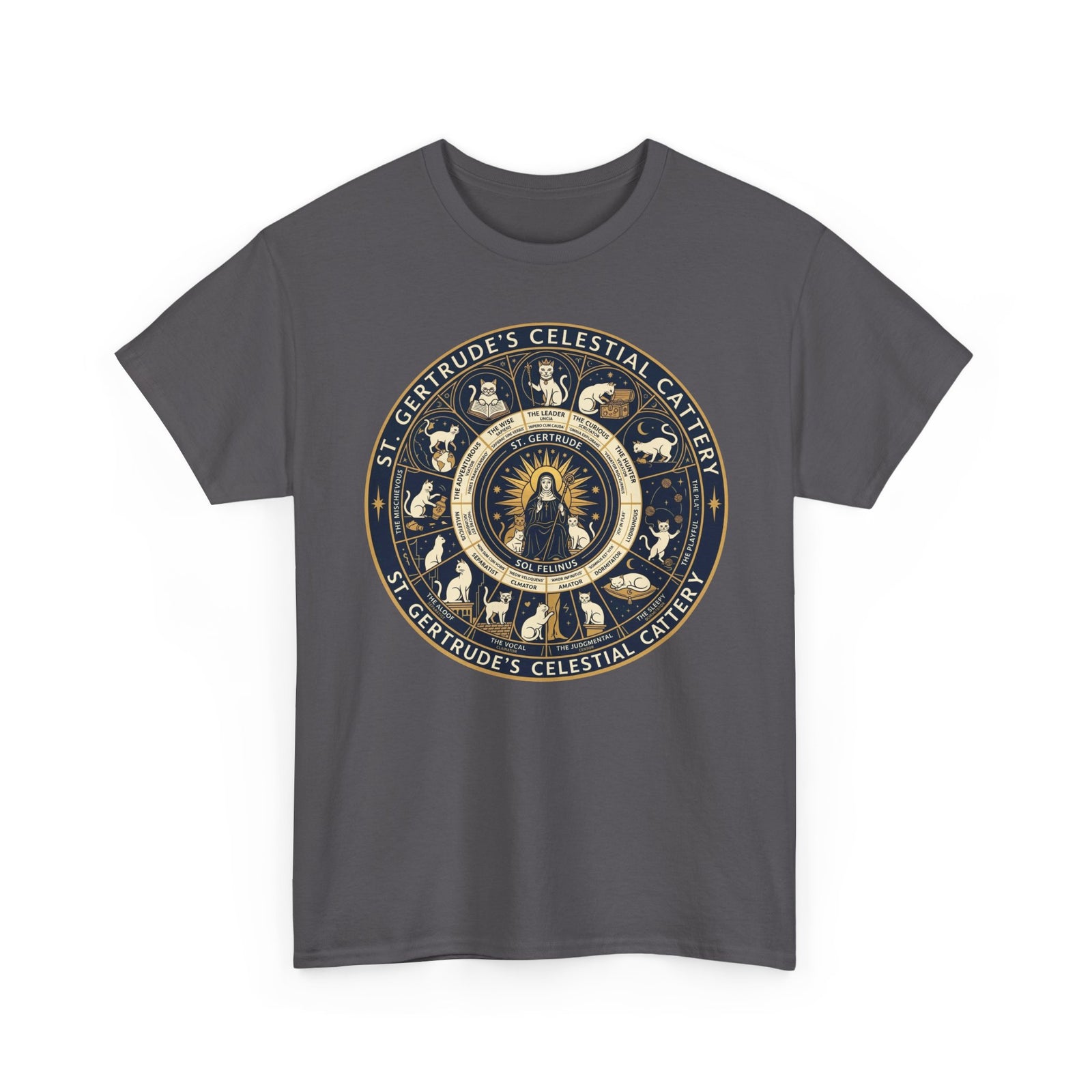 Saint Gertrude Gothic Cat Zodiac T-Shirt