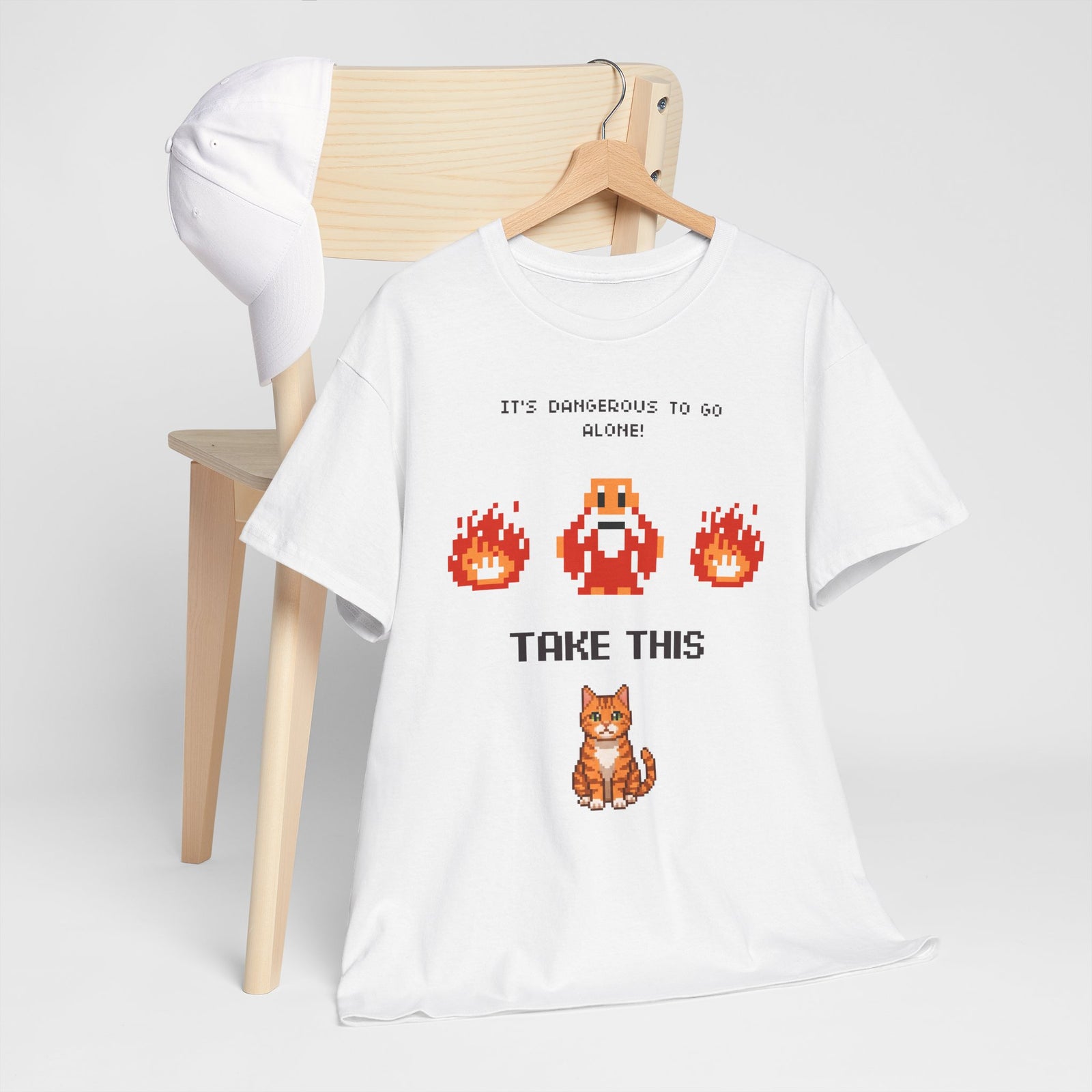 Retro Gamer Cat Shirt, It's Dangerous to Go Alone Take This Cat Tee