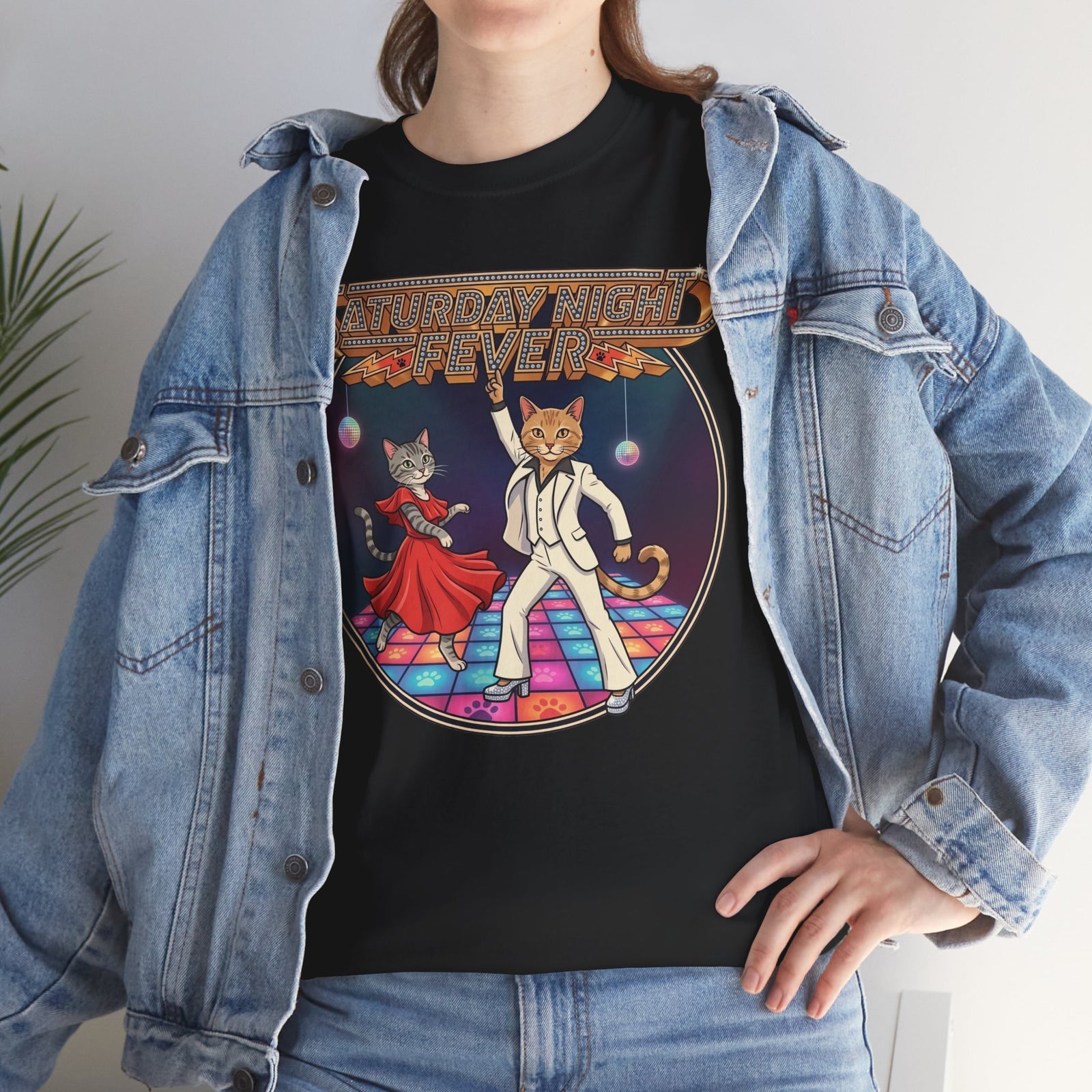 Disco Cats Dancing Tee — 'Saturday Night' Retro Funk Graphic T-Shirt