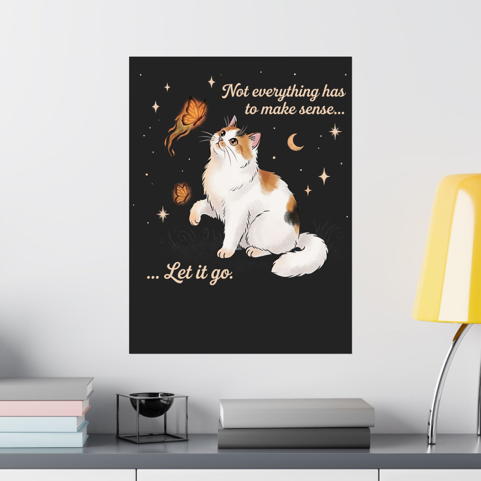 Vintage Whimsical Cat Poster — Spiritual Quote Graphic Poster