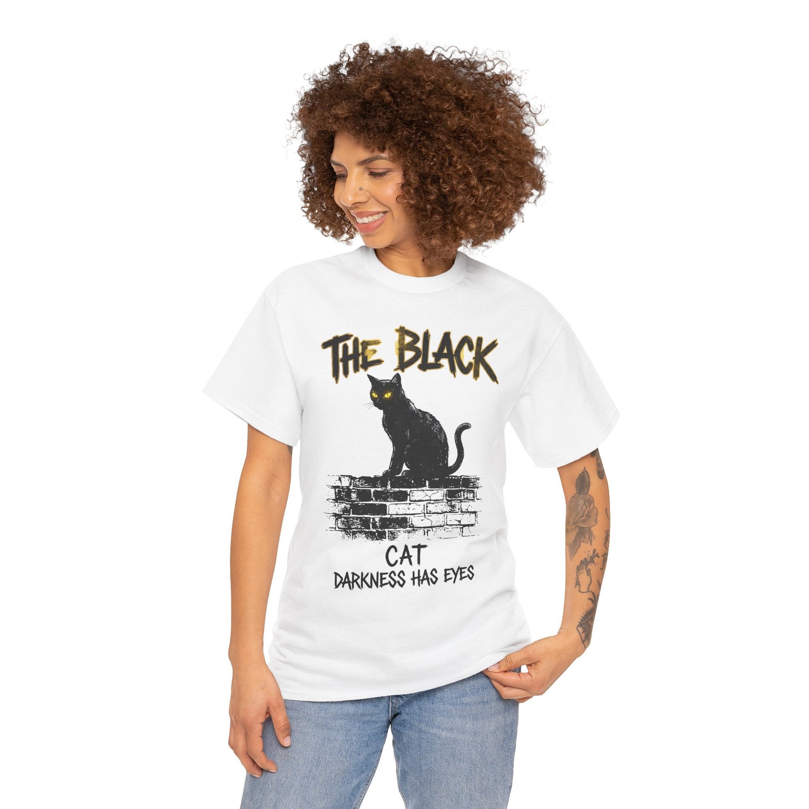 Black Cat T-Shirt — "The Black Cat: Darkness Has Eyes" Halloween Graphic Tee