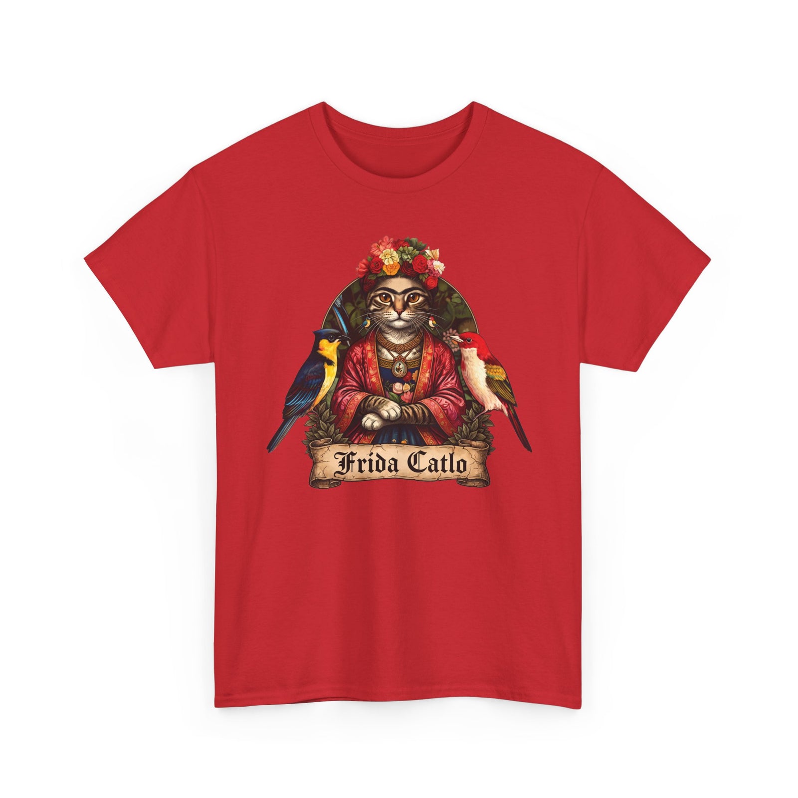 Frida Catlo T-Shirt — Frida Kahlo Cat Art History Parody Tee