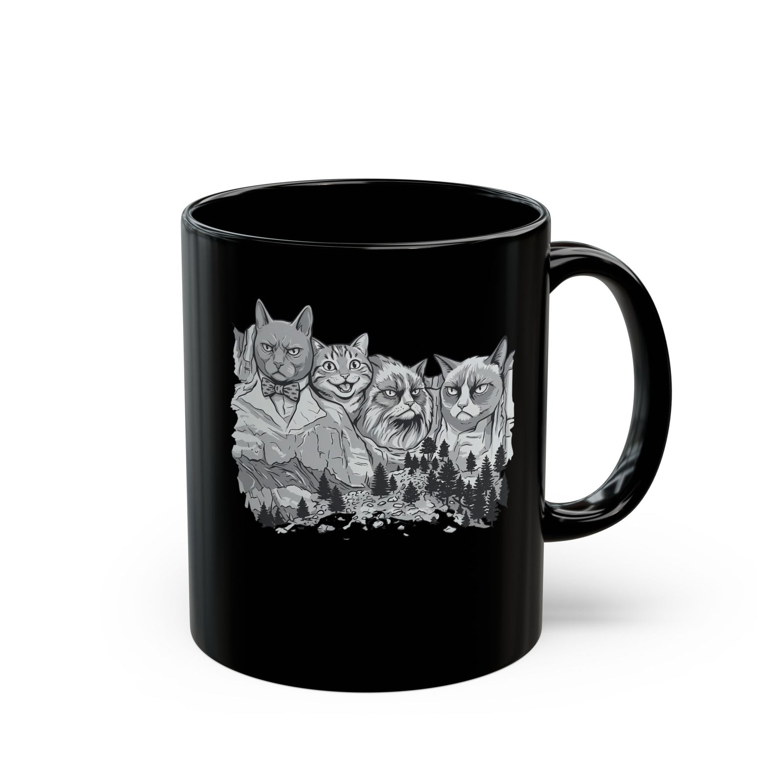 Rushmeow Graphic Mug — Cat Lover Black Mug