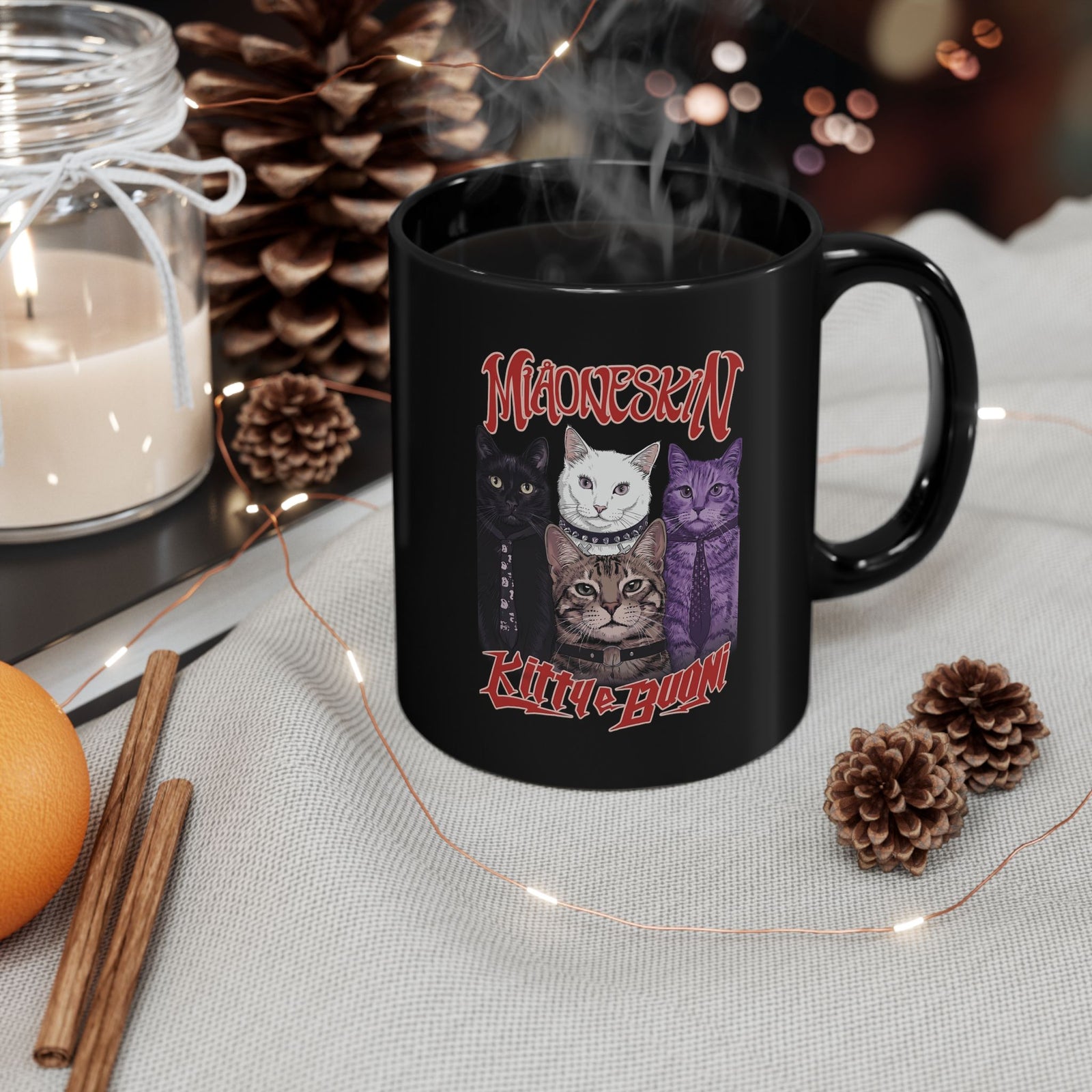 MIAONESKIN Kitty e Buon Black Mug