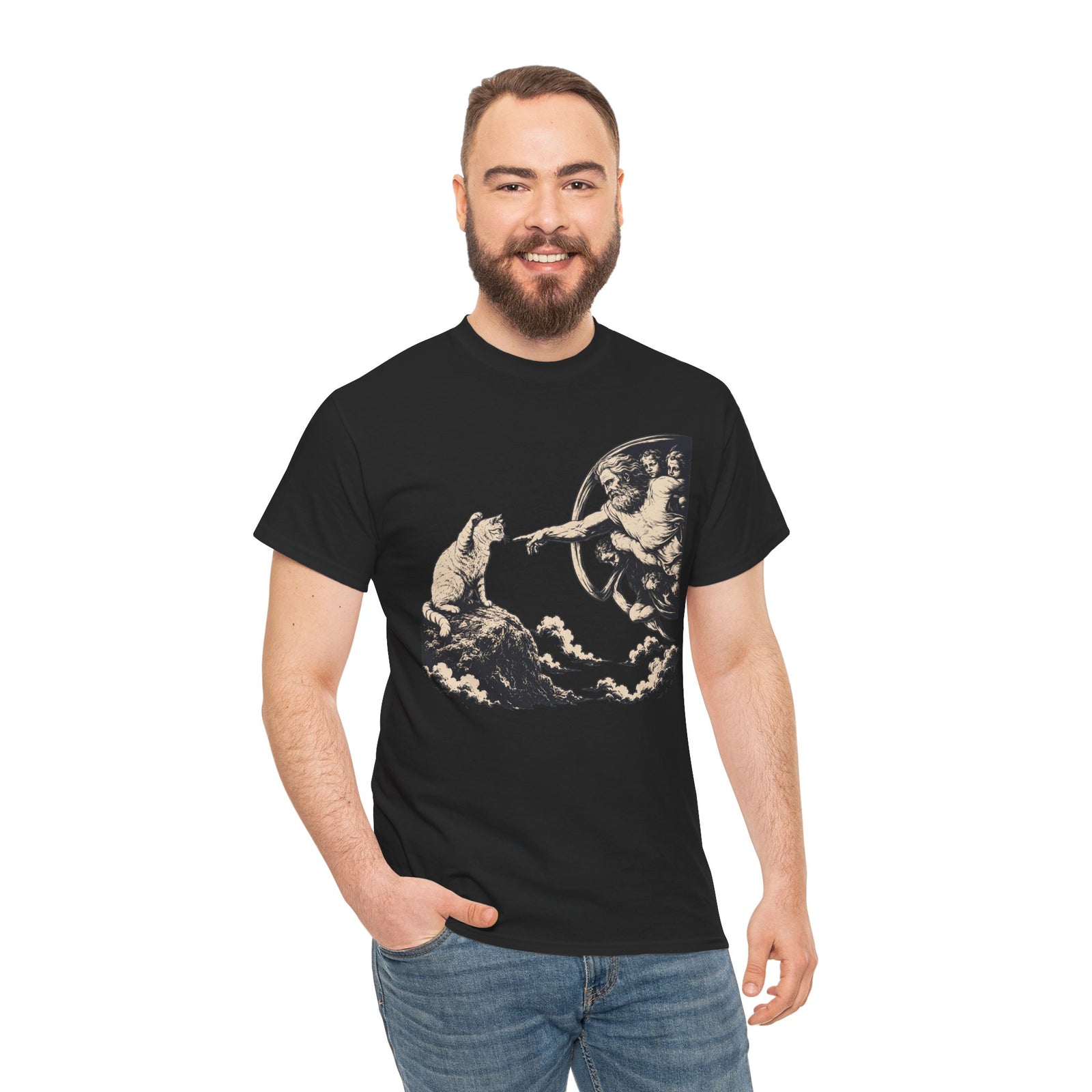 Cat and Creation Tee Vintage Michelangelo-Inspired Puppy Design