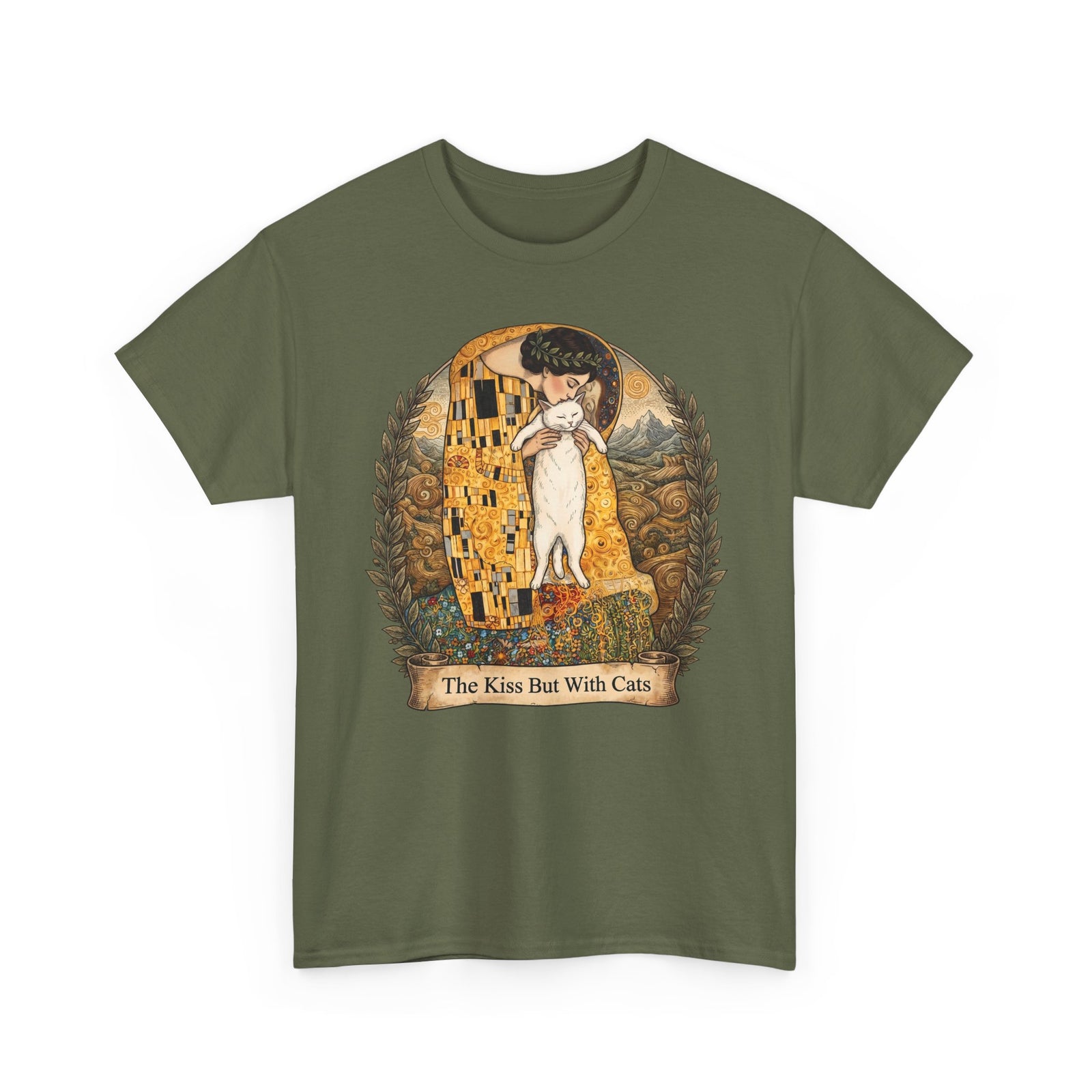 The Kiss But With Cats T-Shirt — Gustav Klimt Fine Art Parody Tee