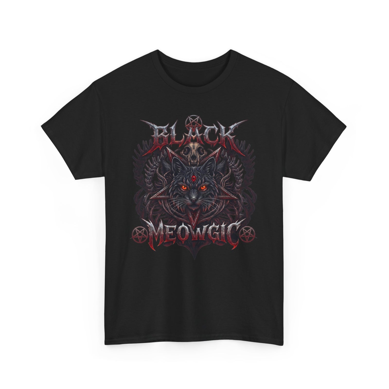 Black Meowgic Cat T-Shirt — Death Metal Occult Black Cat Tee