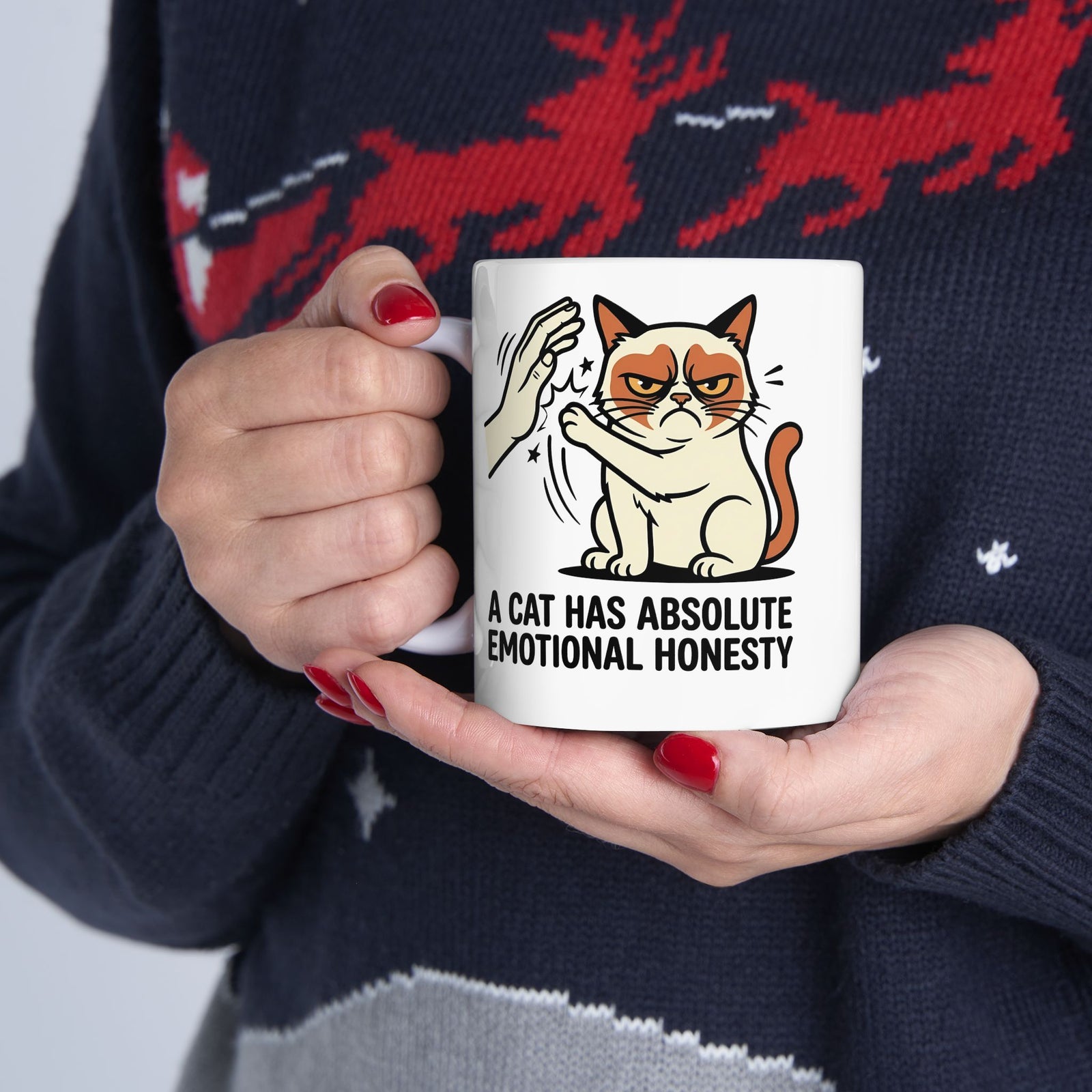 Funny Angry Cat Slap Ceramic Mug