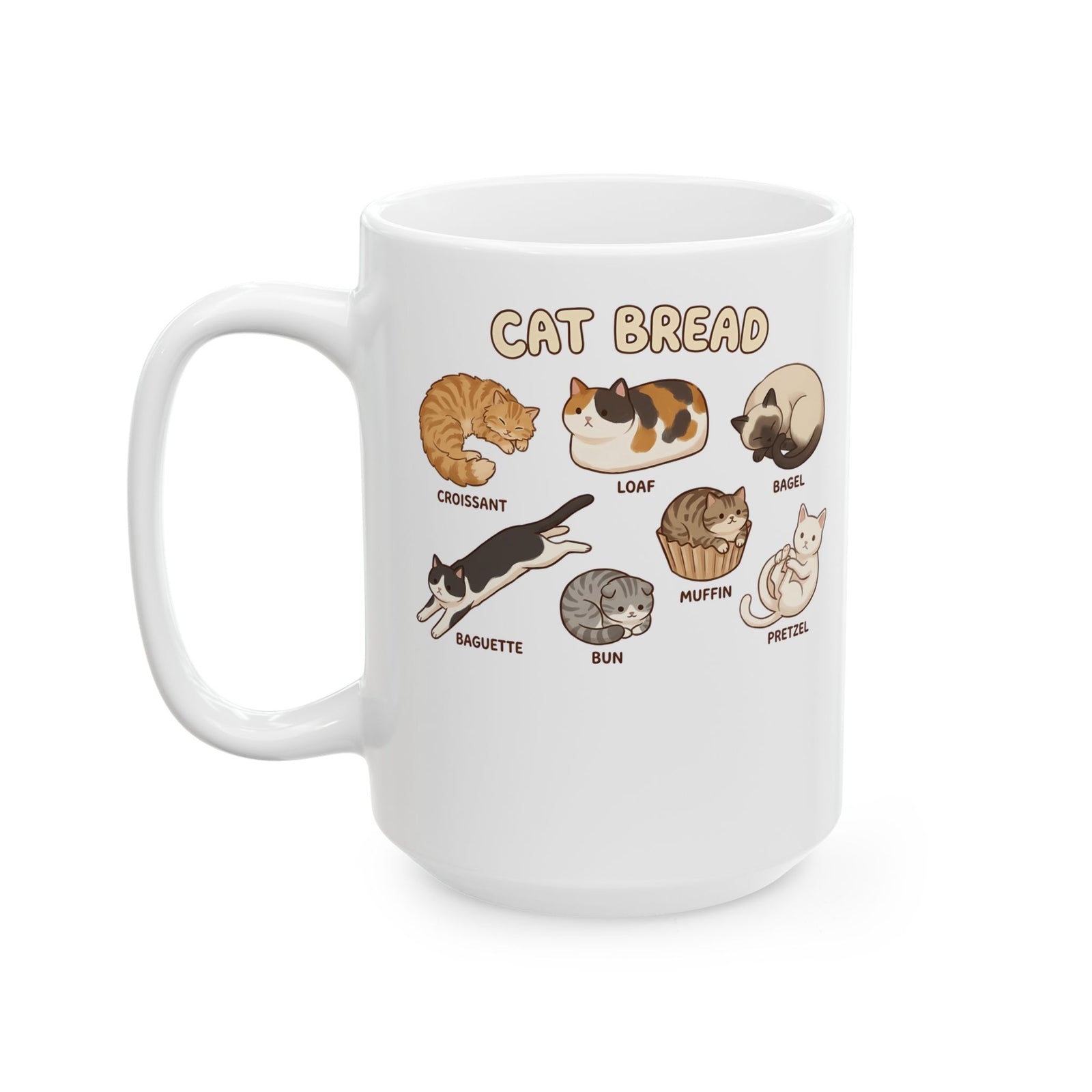 Cats & Breads Ceramic Mug — Cute Cat and Bread Graphic Mug