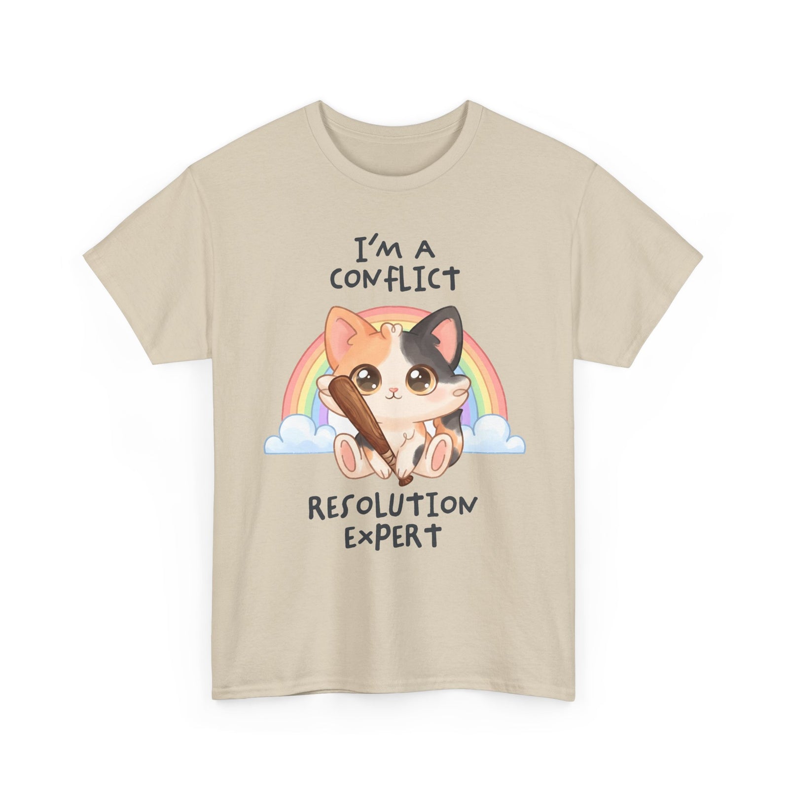 I'm A Conflict Resolution Expert T-Shirt — Cute Calico Cat Bat Tee