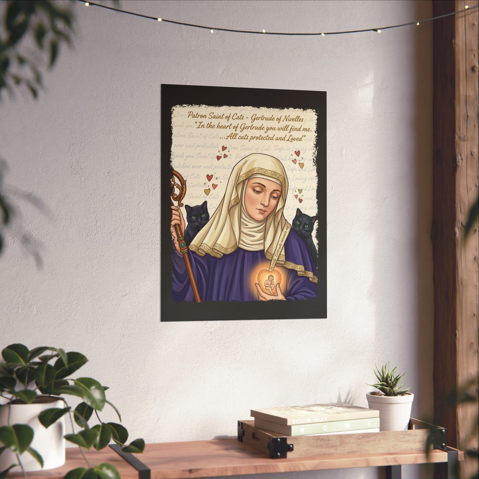 Gertrude of Nivelles "All Cats Protected and Loved" Poster