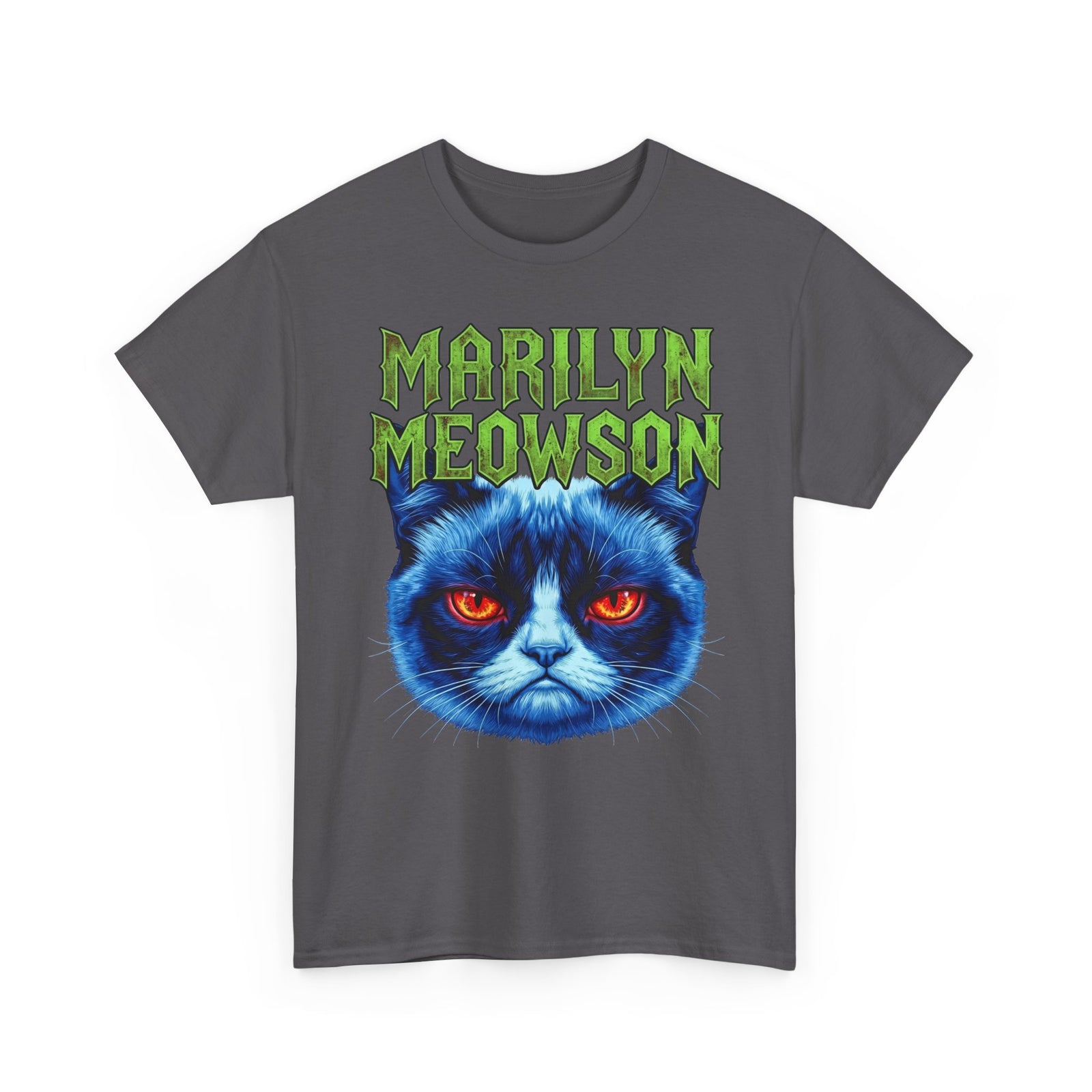 Marilyn Meowson Cat Band Tee — Retro Neon Gothic Graphic T-Shirt