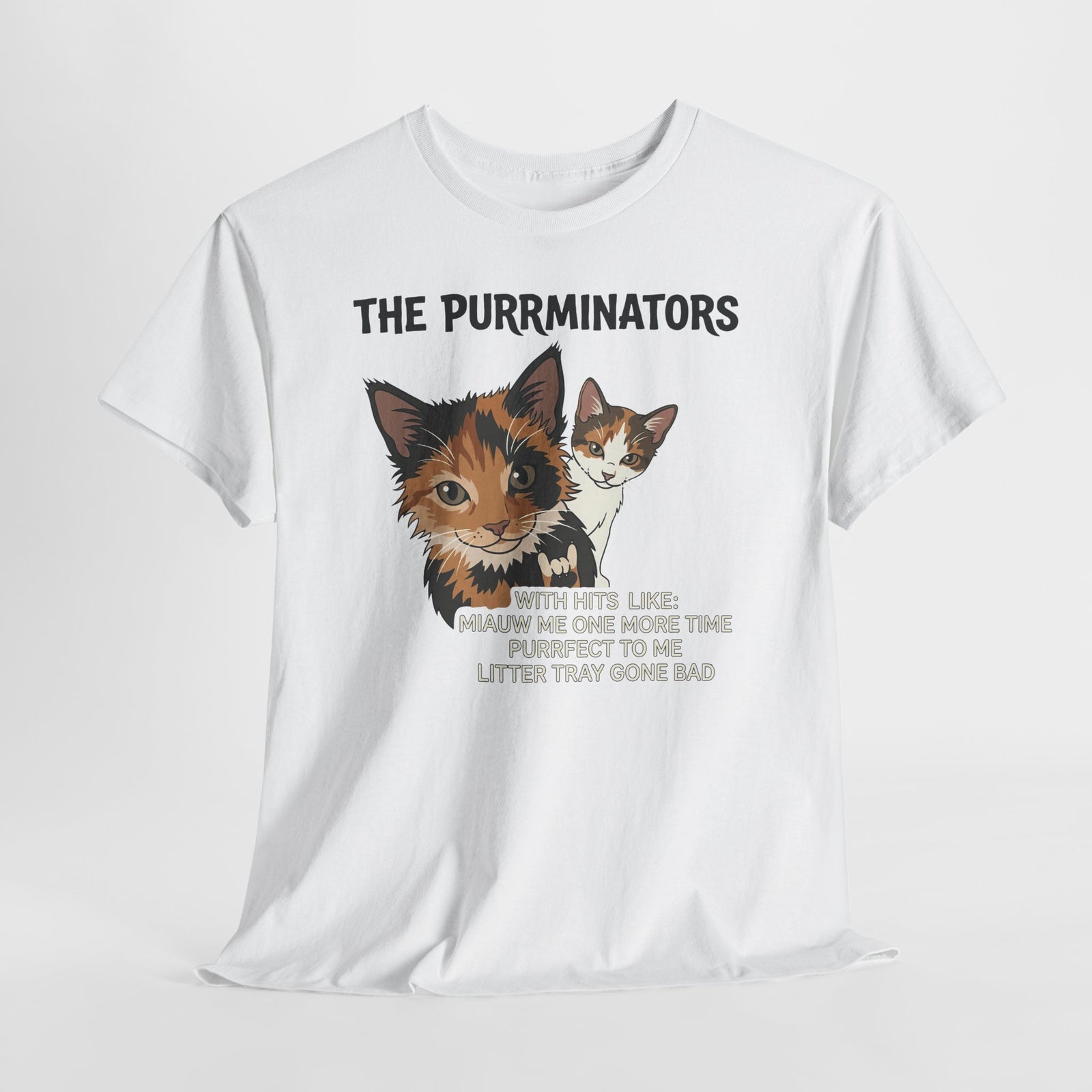 Cat Band Tee — "The Purrminators" Graphic T-Shirt