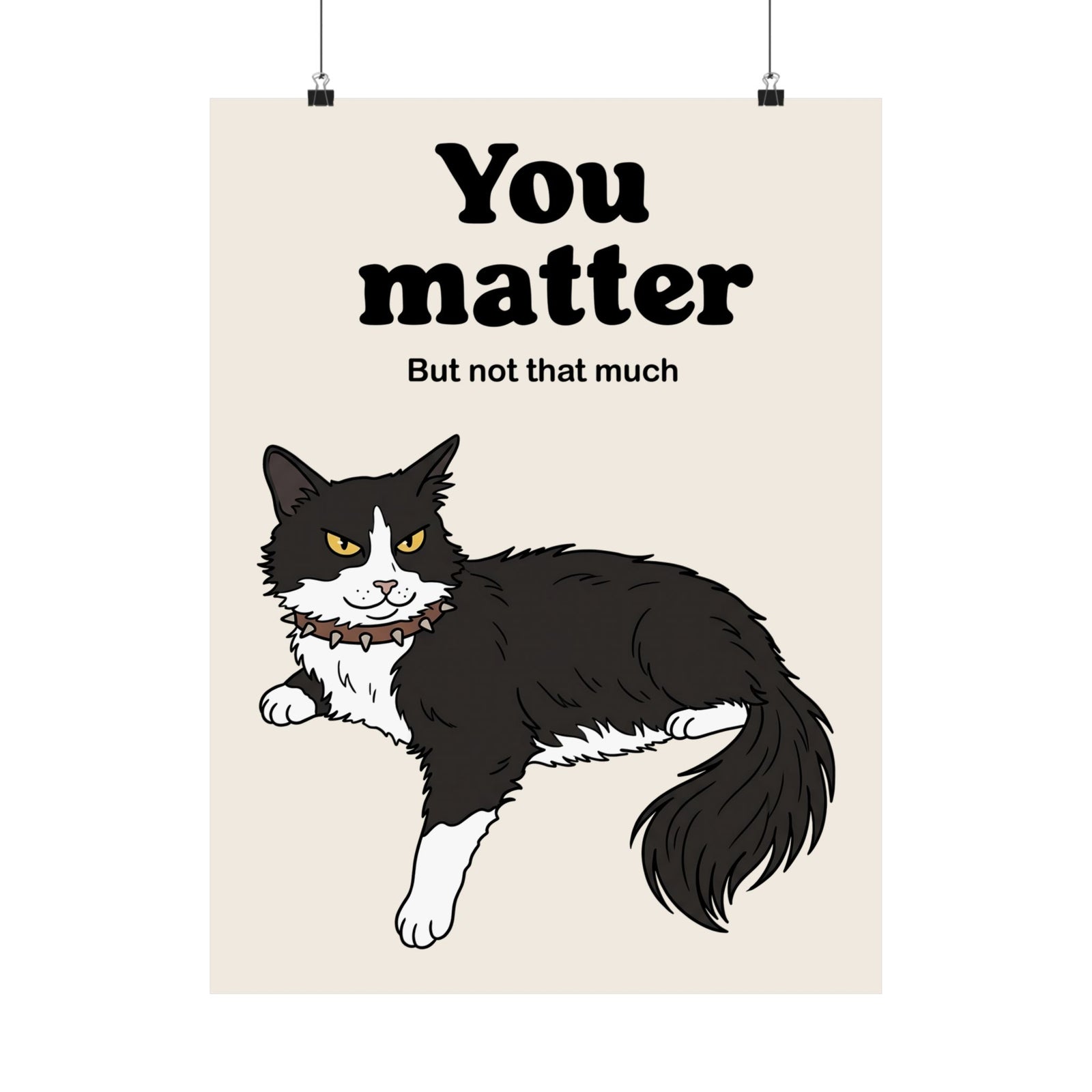You Matter But Not That Much Poster — Funny Sarcastic Tuxedo Cat Graphic Poster