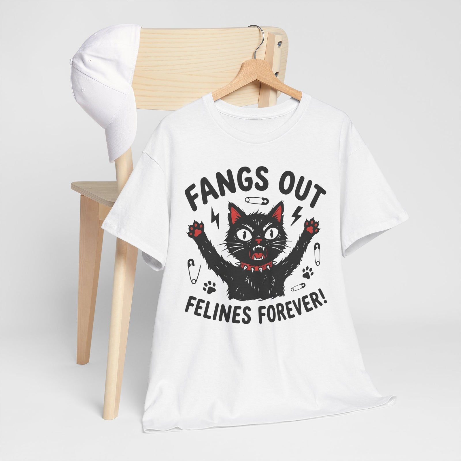 Fangs Out Felines Forever Tee — Cat Lover Graphic T‑Shirt