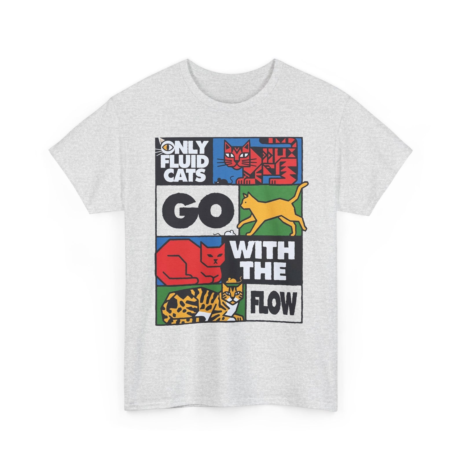 Only Fluid Cats Go With The Flow Shirt — Modern Abstract Pop Art Cat T-Shirt