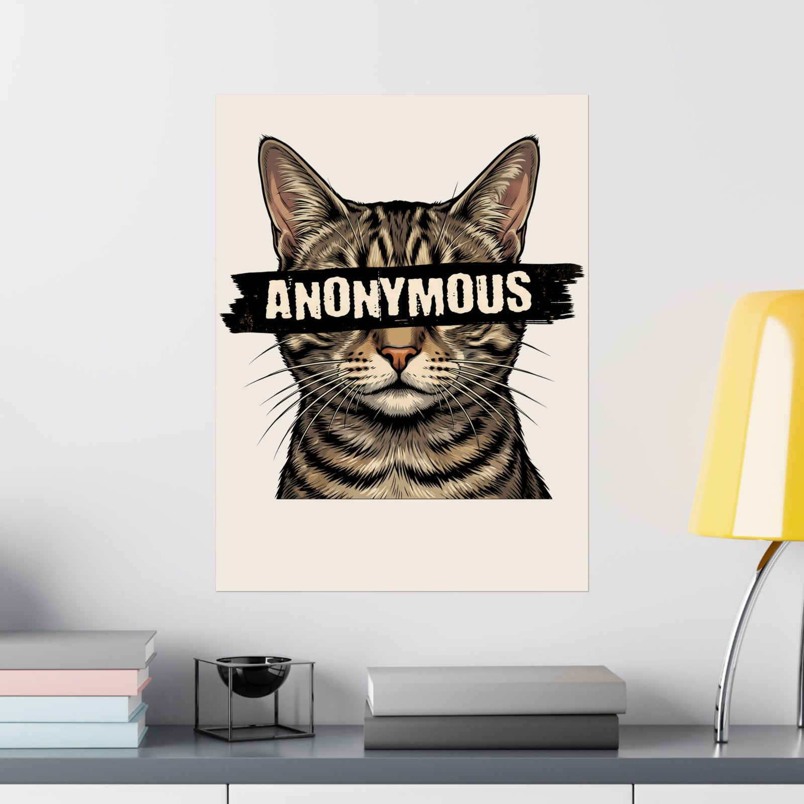 "Anonymous" Censored Cat Poster, Edgy Feline Graphic Poster