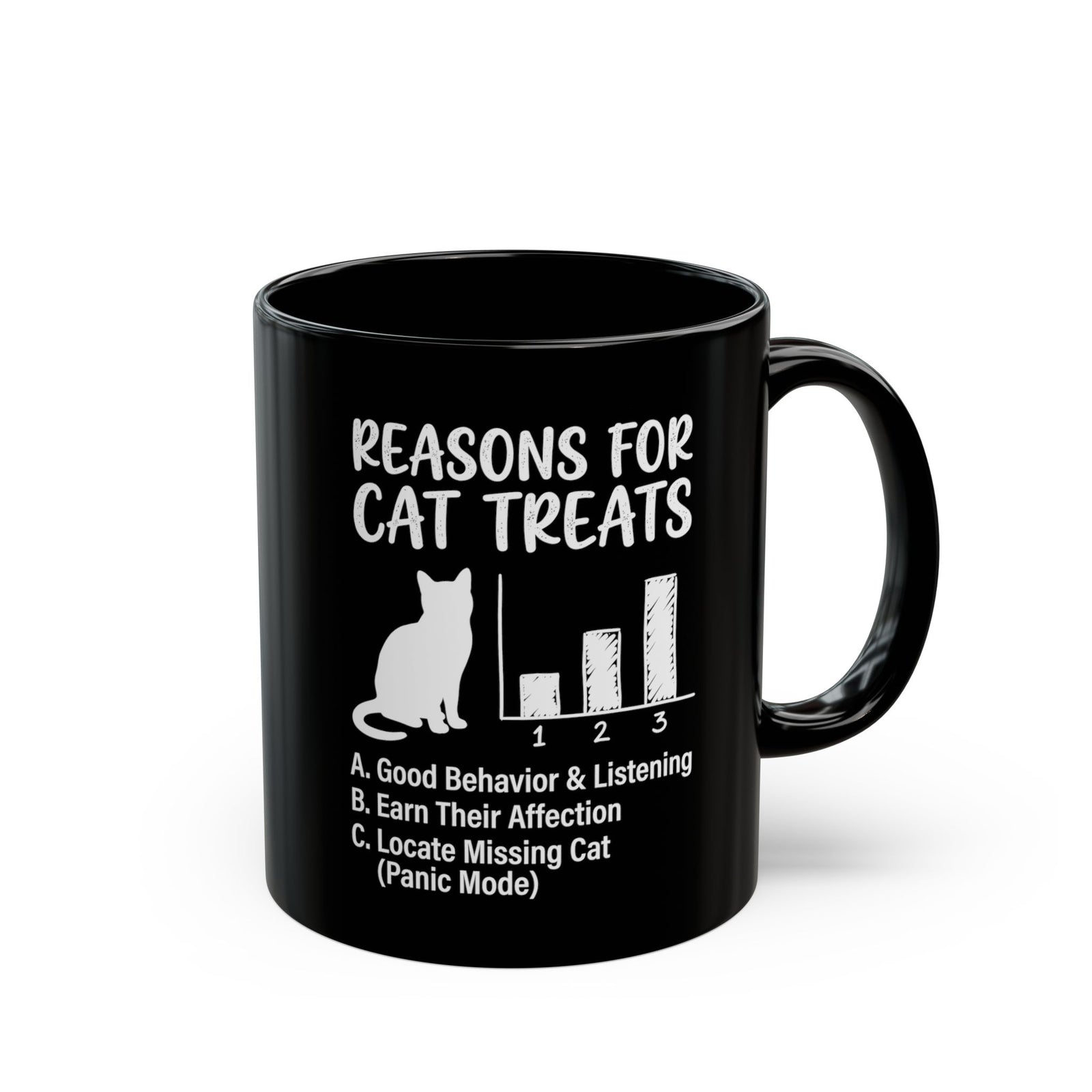 Reasons For Cat Treats Black Mug — Cute Cat Lover Mug