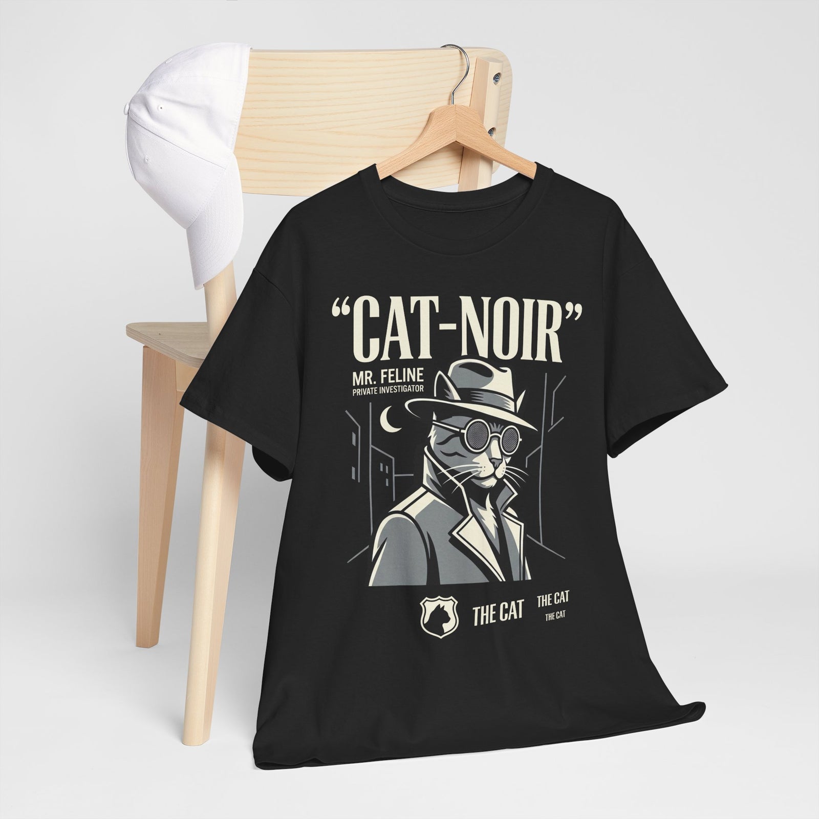 Detective Cat T-Shirt — Vintage Noir Graphic Tee