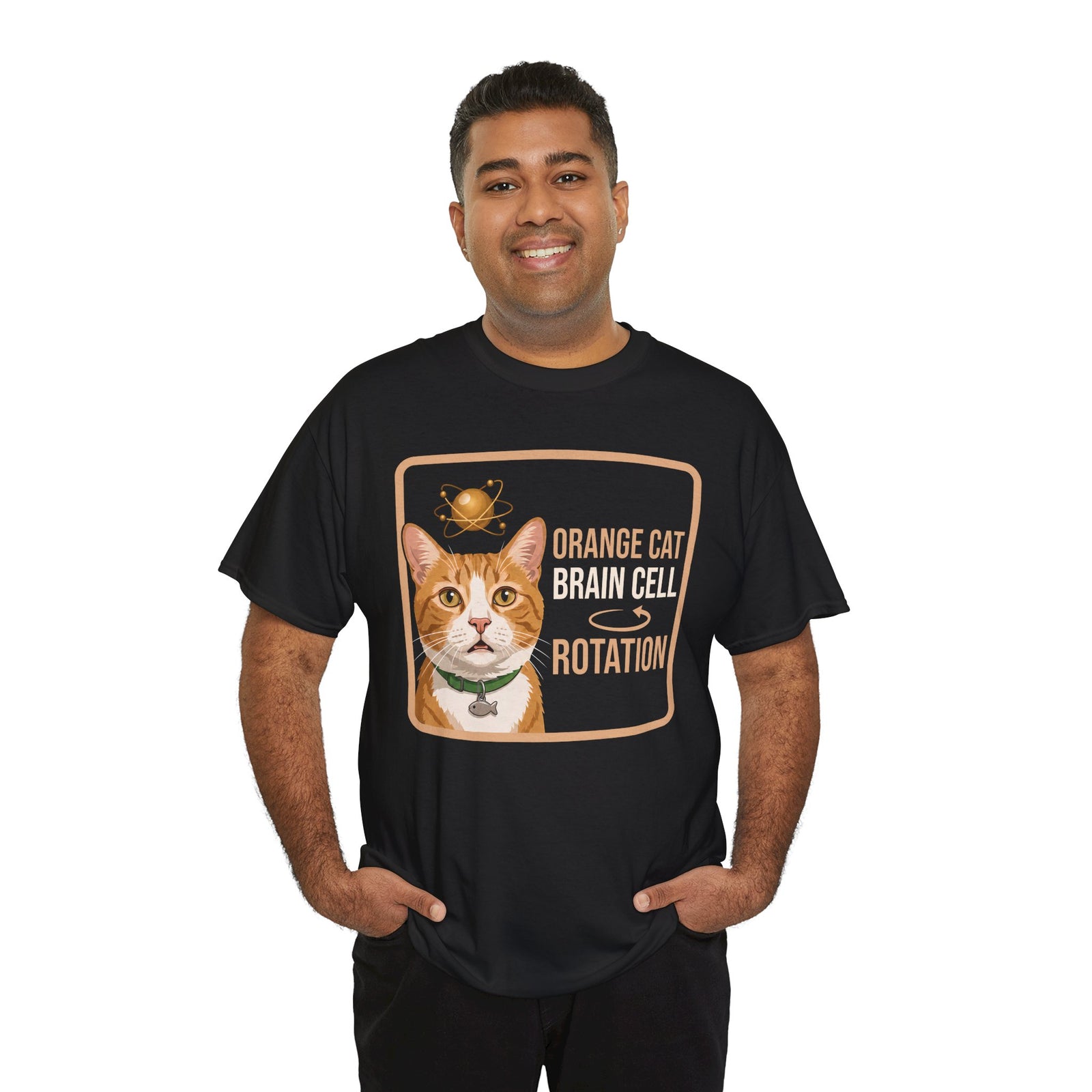 Orange Cat Brain Cell Rotation T-Shirt