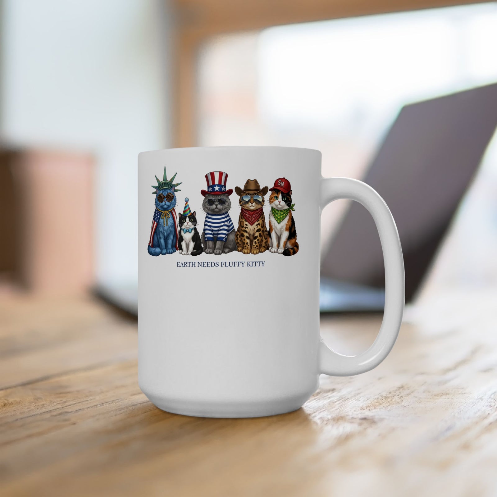 Earth Needs Fluffy Kitty Ceramic Mug