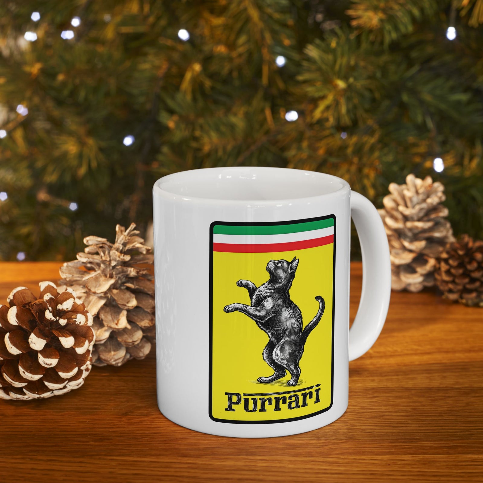 Purrari Mug — Cat Racing Graphic Ceramic Mug