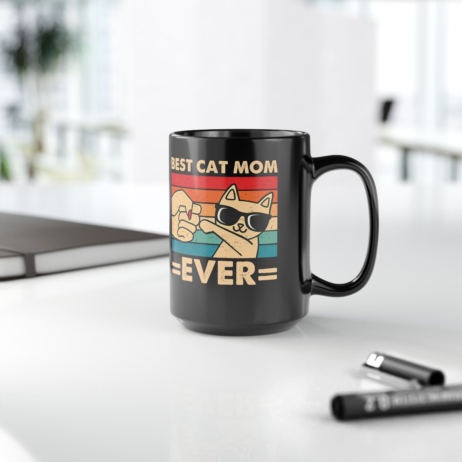 Best Cat Mom Ever Black Mug — Cute Cat Mom Gift