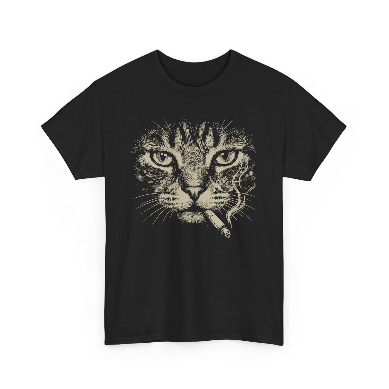 Smoking Cat T-Shirt — Vintage Grunge Cat Graphic Tee