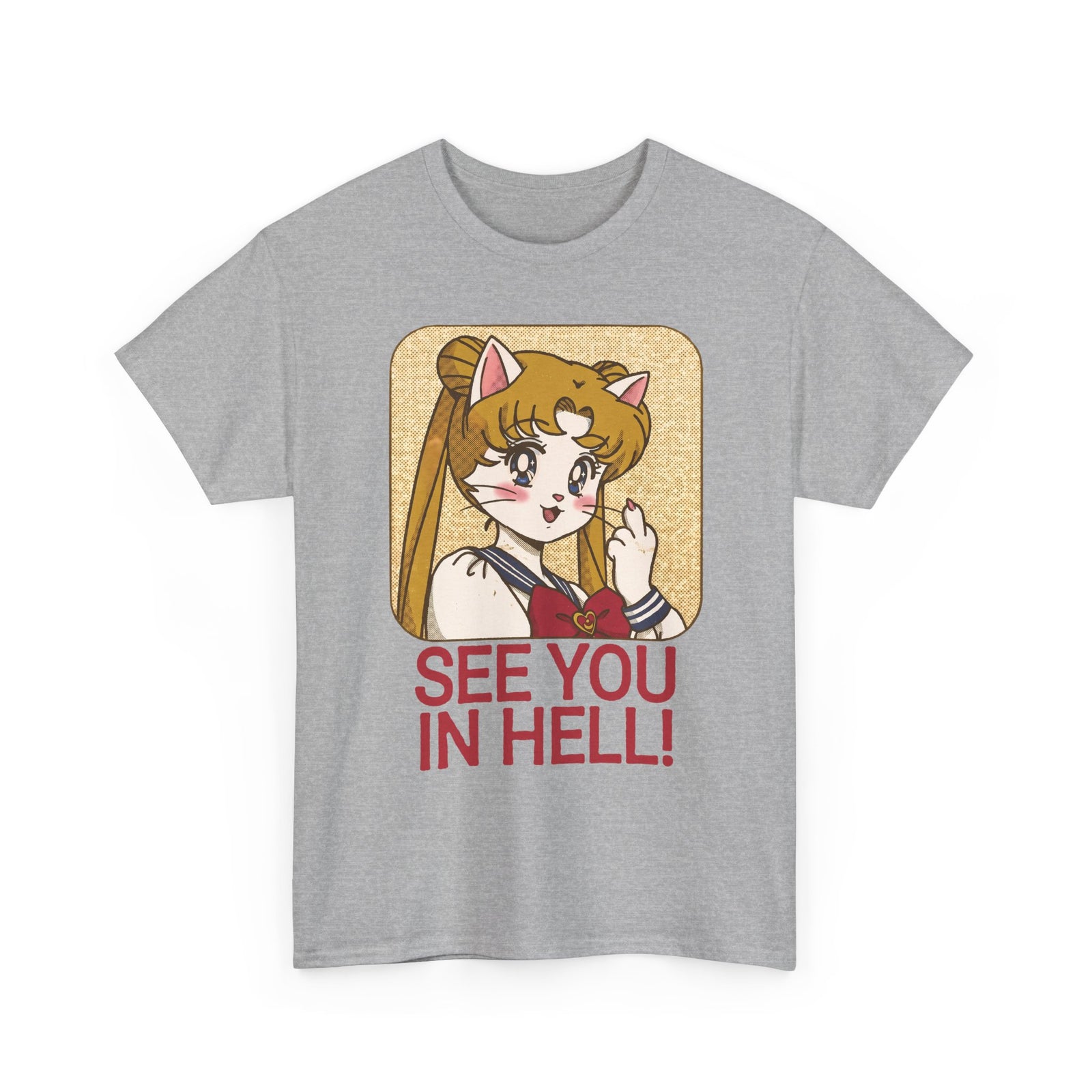 See You In Hell Anime Cat T-Shirt — Cute Magical Girl Parody Graphic