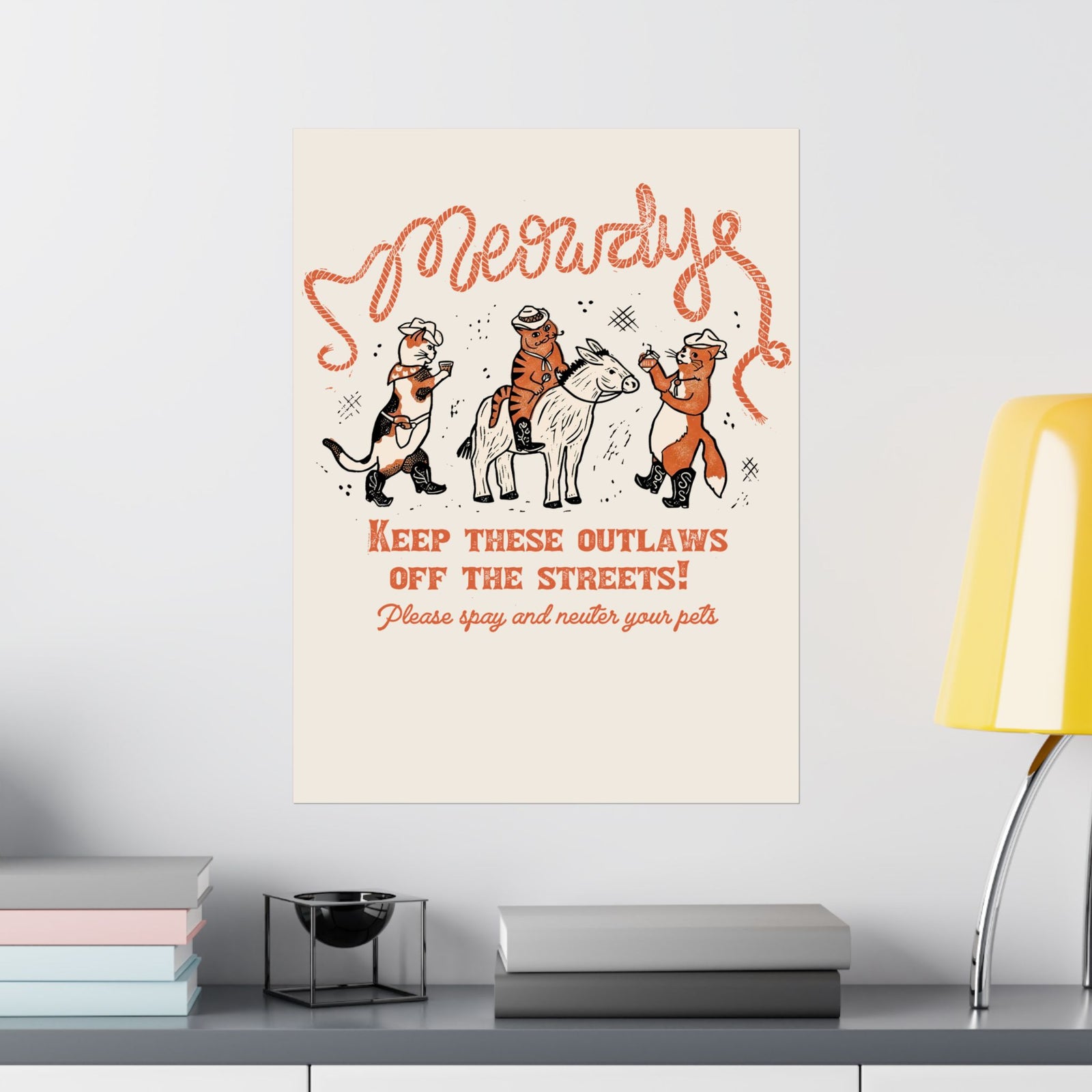 Meowdy Cat Poster — Funny Cowgirl Cat Poster