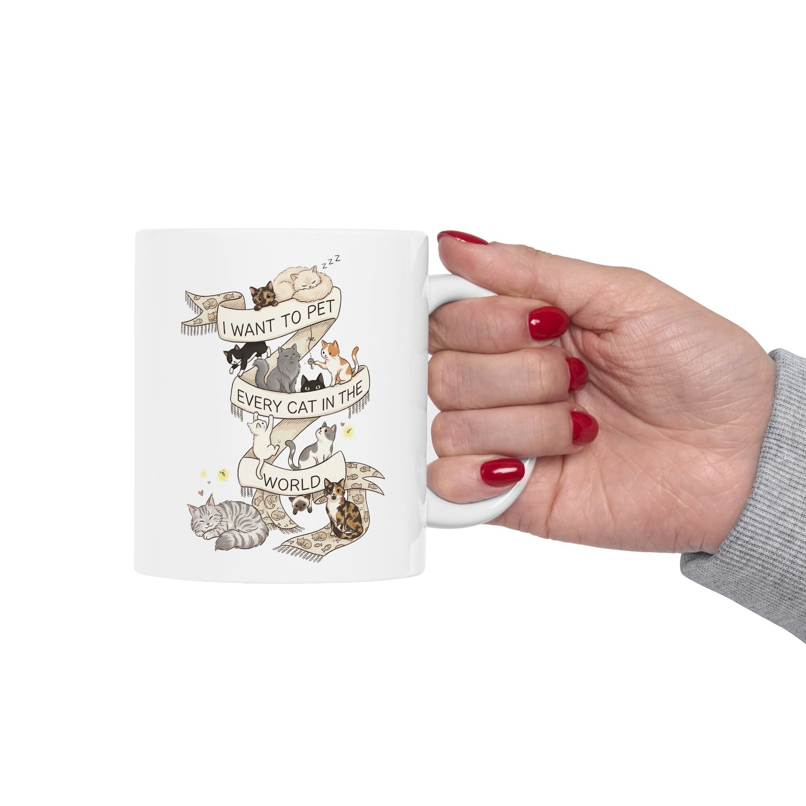 I Want to Pet Every Cat in the World Ceramic Mug — Cat Lover Mug